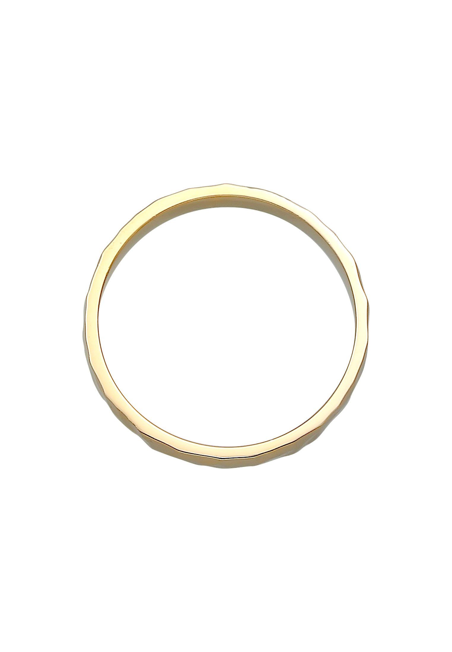 Elli Fingerring Basic Bandring Fein Gehämmert 925 Silber