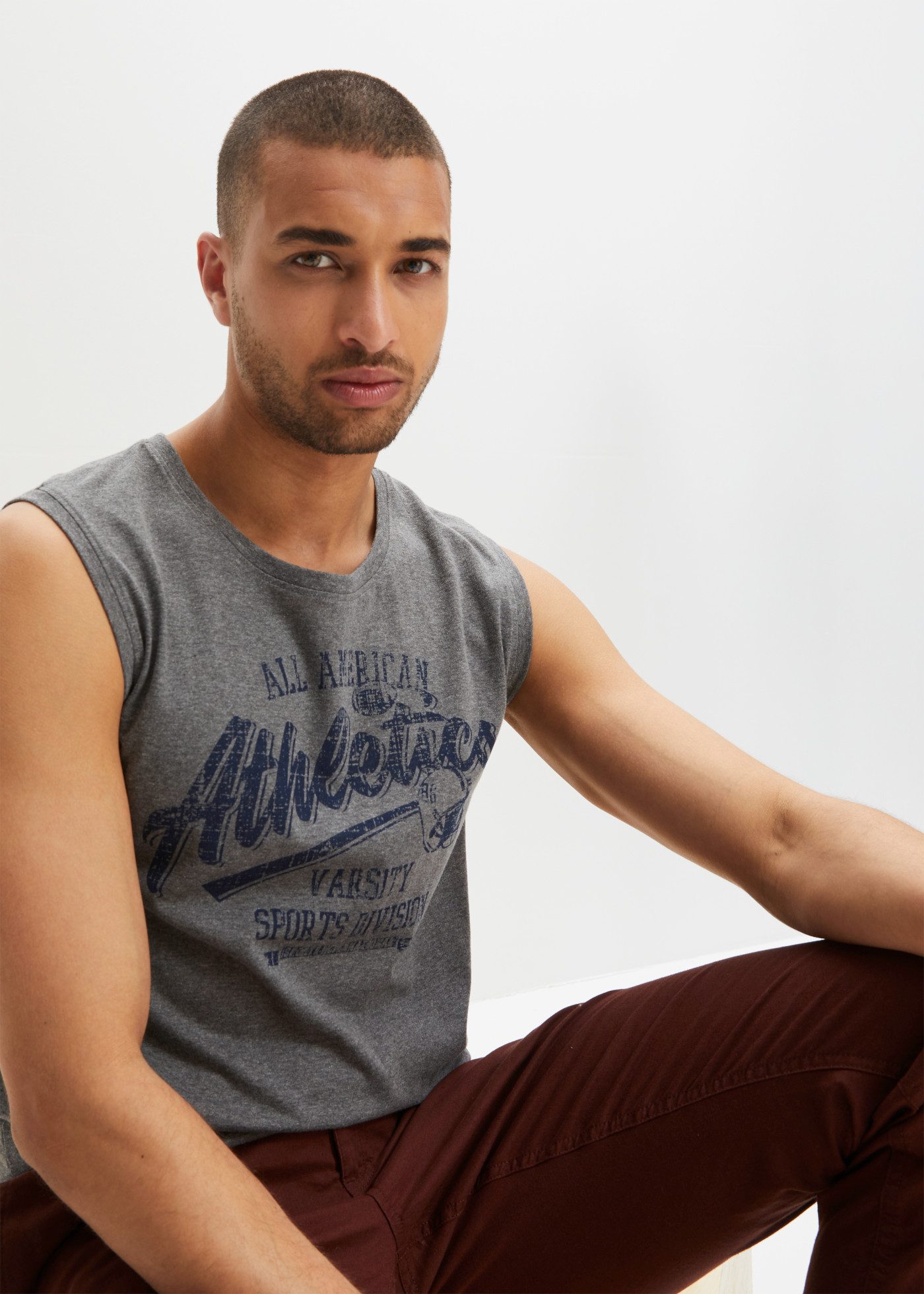 bonprix Shirttop (Packung, 2er) aus Baumwolle, ärmellos, im 2er-Pack, mit sportlichem Print