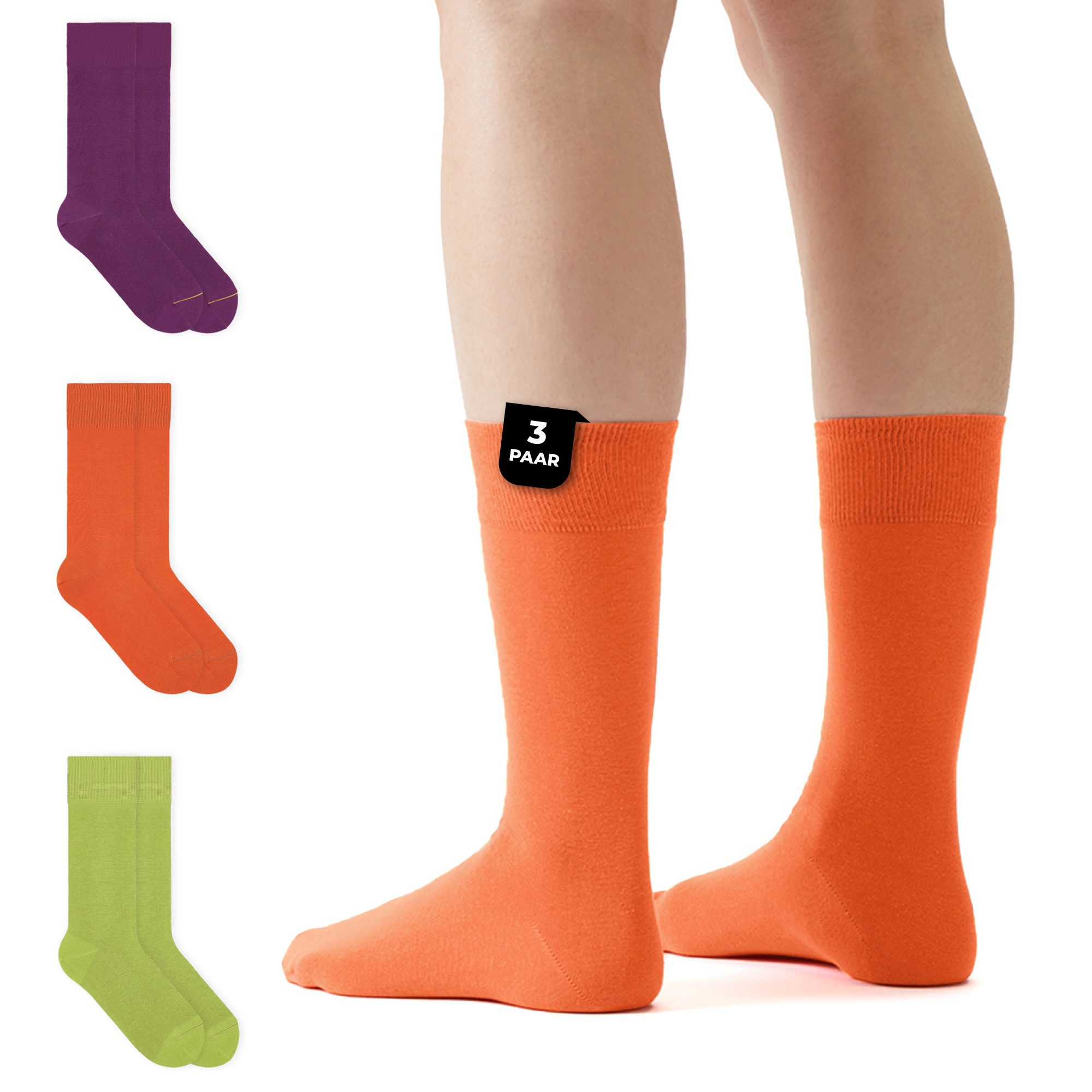 von Jungfeld Socken SIGNATURE Set Bio-Baumwolle 35-46 Unisex (3-Paar, 3 Paar) Lange einfarbige Socken aus Bio-Baumwolle