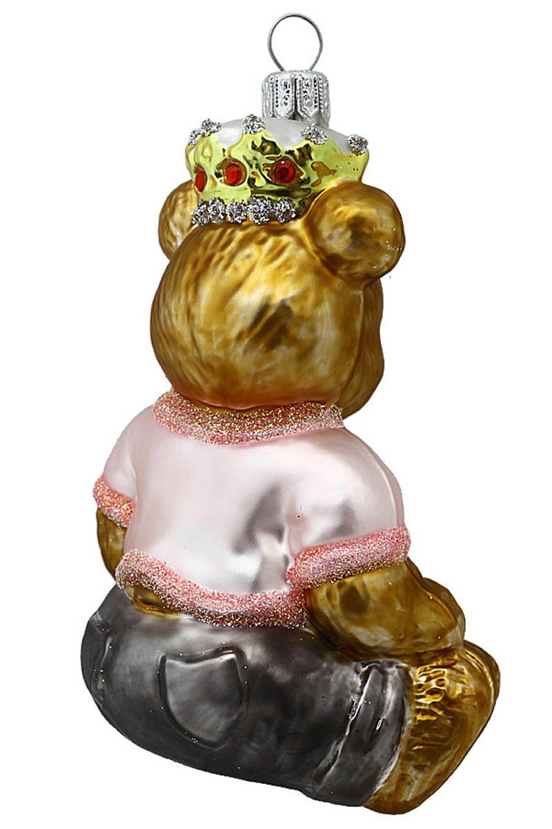Hamburger Christbaumschmuck Teddy mundgeblasen rosa - Weihnachtskontor - Dekohänger Swarovskisteinen, handdekoriert