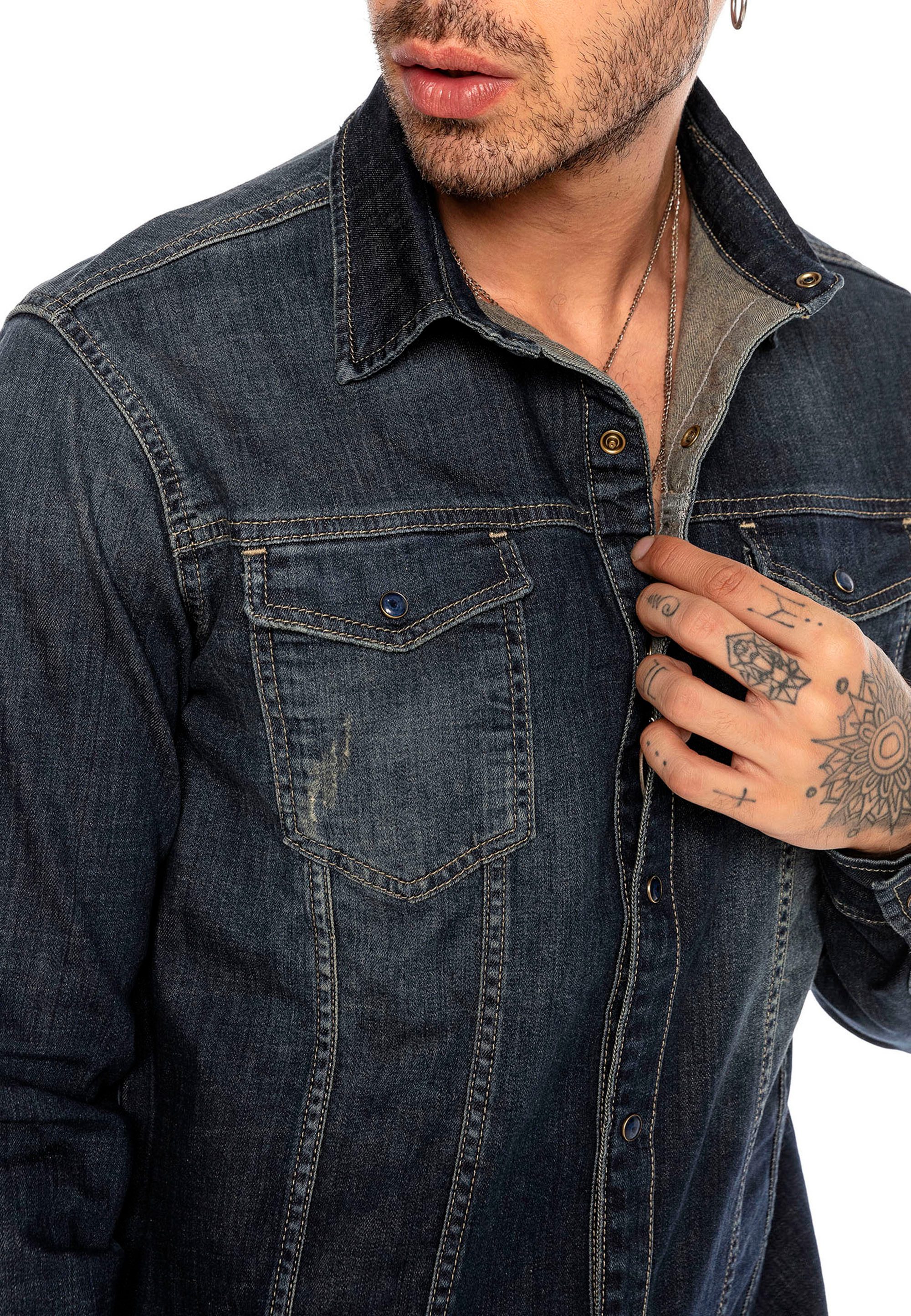 RedBridge Jeanshemd zeitloses Freizeithemd Premium Denim Vintage günstig online kaufen
