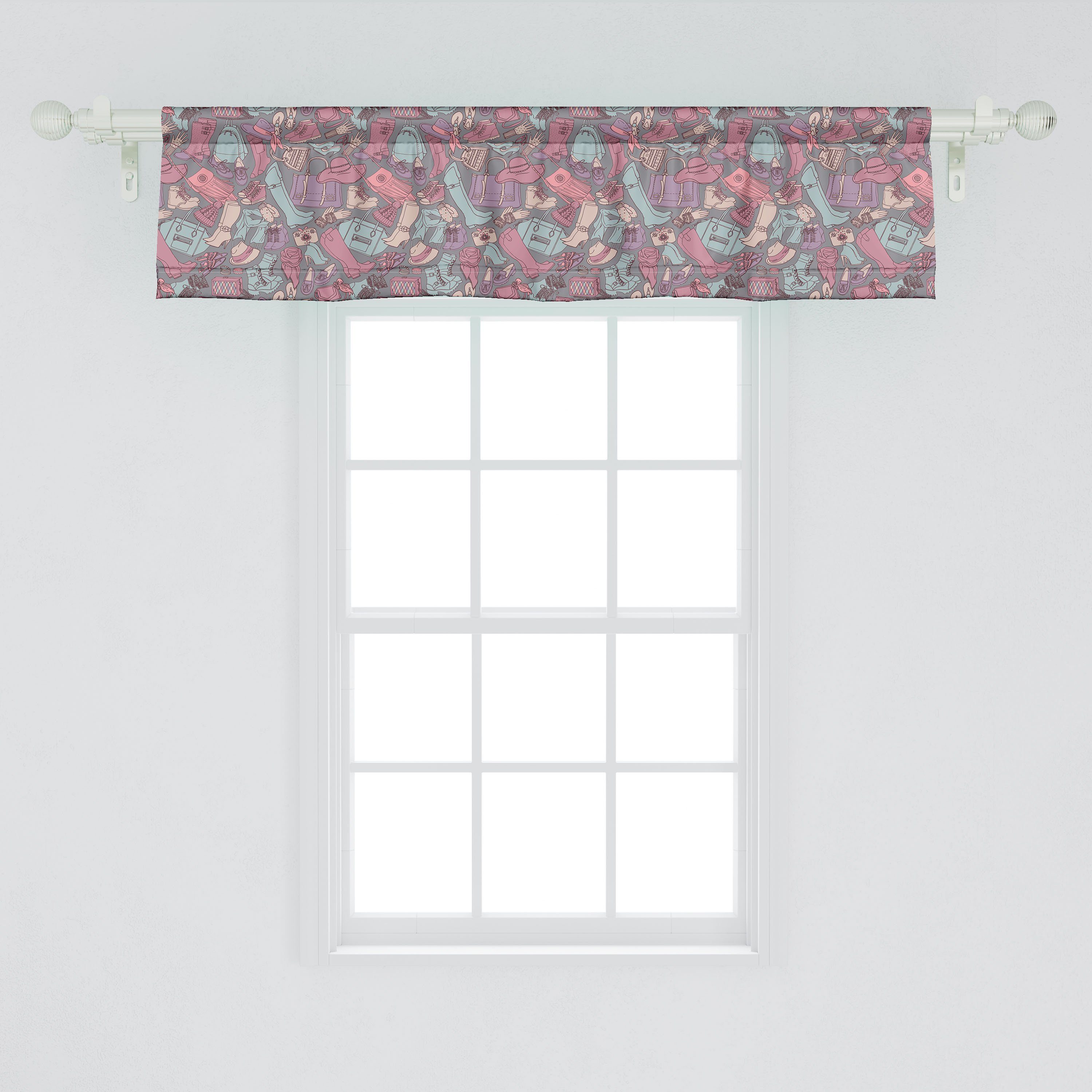 Scheibengardine Vorhang Volant für und Microfaser, mit Motiv Schlafzimmer Abakuhaus, Kleiden Küche Zubehör Dekor Mode Stangentasche