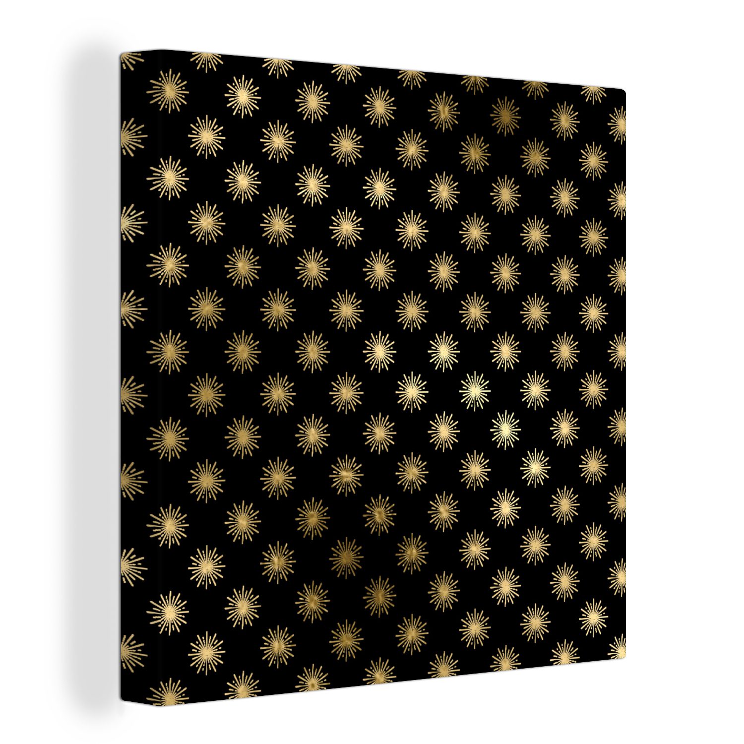 OneMillionCanvasses® Leinwandbild Muster - Sonne - Gold, (1 St), Leinwand Bilder für Wohnzimmer Schlafzimmer
