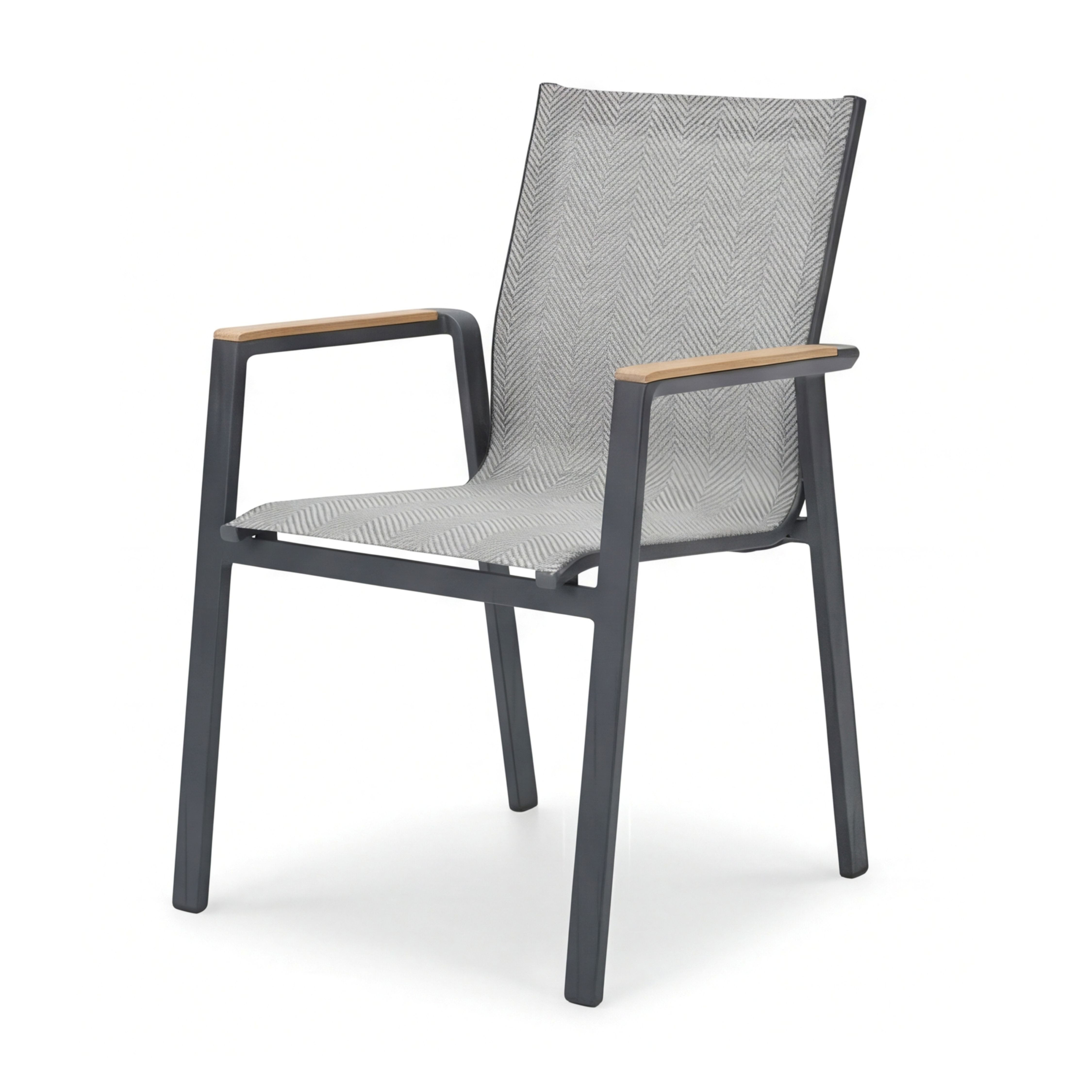 Barths Gartenstuhl Outdoor Dining Armstuhl „Paros“ Sand/Anthrazit Aluminium, Teakholz