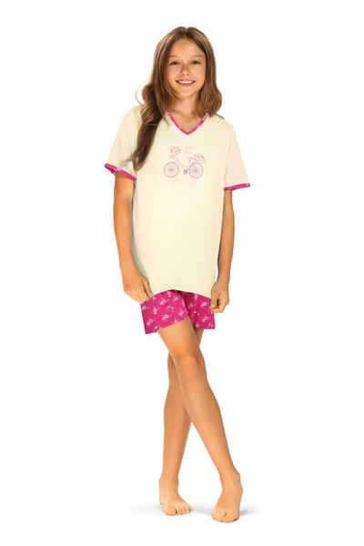 comtessa Schlafanzug Comte Kids (Set, 2 tlg., Set) Mädchen Pyjama Shorty Kurzarm Baumwolle Blumen