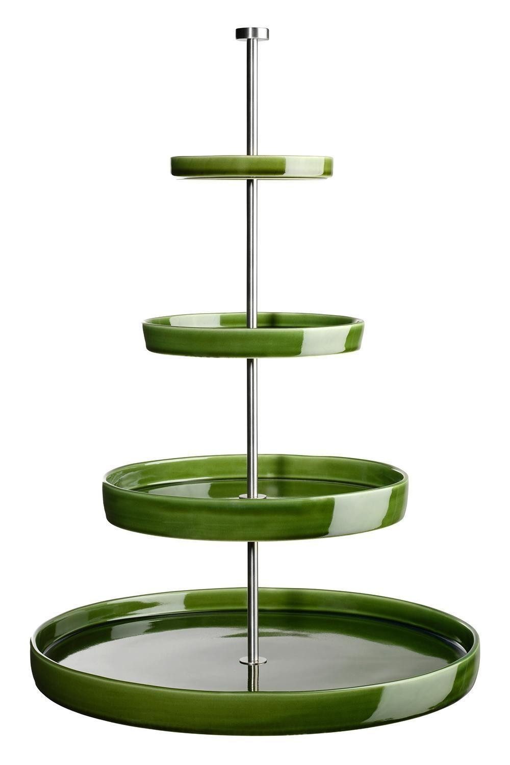 ASA SELECTION Etagere JOY, Grün, 4 Etagen, Porzellan, Edelstahl, (1-tlg), spülmaschinengeeignet, H 61 cm