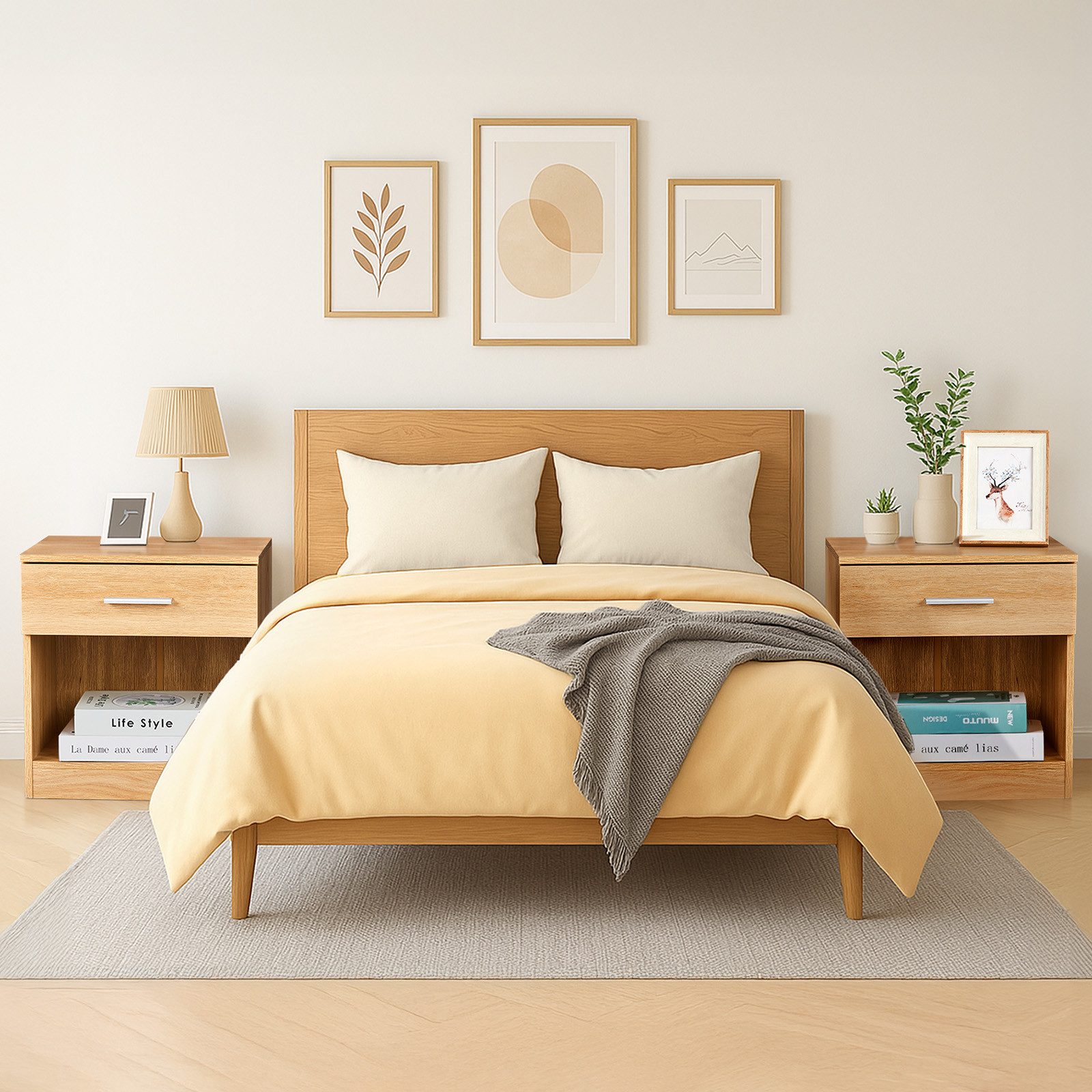 VINGLI Nachttisch Kleiner Beistelltisch Weiß, Nachtschrank mit Schubladen, Nachtkommde (2-St), 39 x 29x 41 cm, für Boxspringbetten – Bild 2 von 5