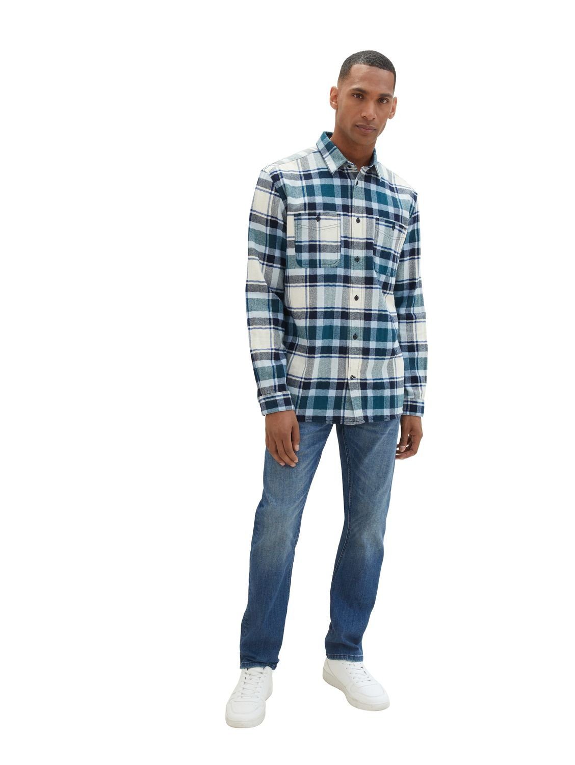 Langarmhemd check Blue TOM COMFORT Middle 33850 TAILOR (1-tlg) multicolor CHECK