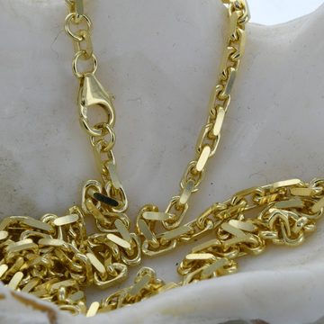 HOPLO Goldkette Ankerkette diamantiert Länge 45cm - Breite 3,0mm - 585-14 Karat Gold, Made in Germany