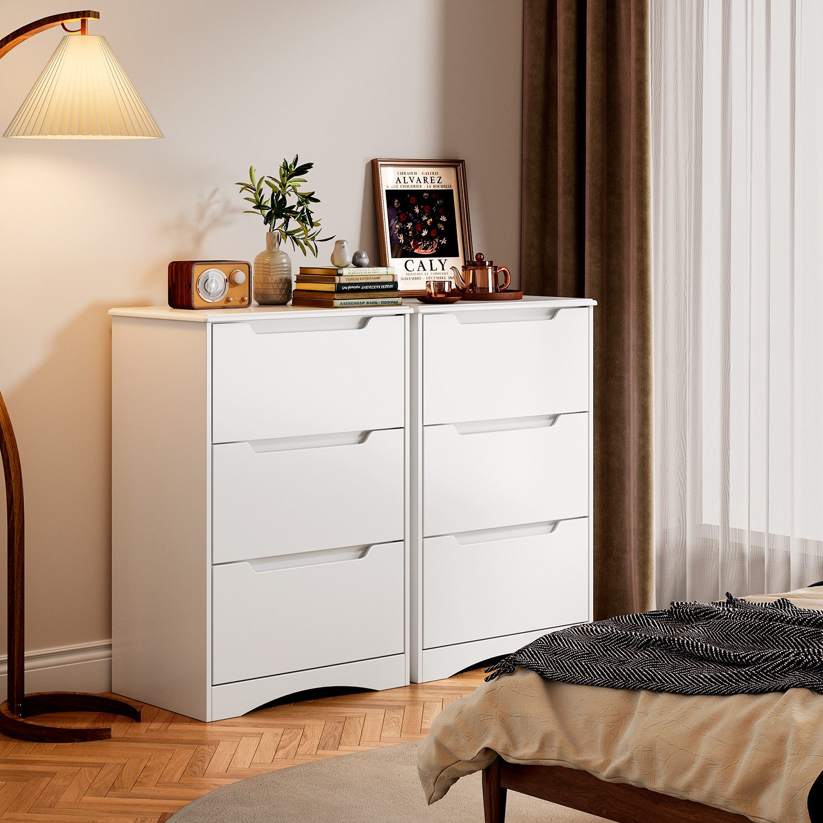 Bealife Kommode weiß, Kommode mit Schubladen, Schrank mit Schubladen, für Wohnzimmer