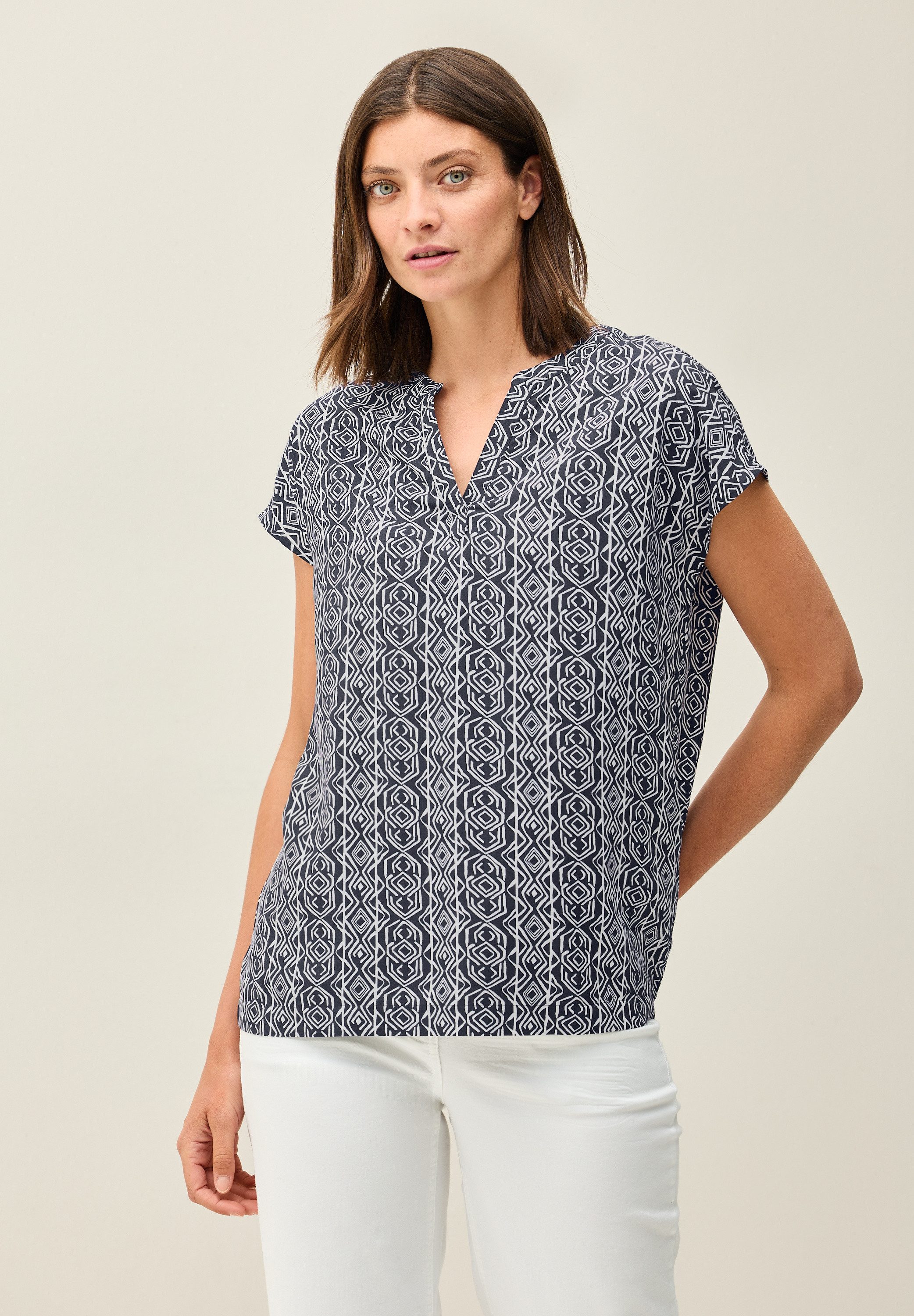 CECIL Kurzarmbluse mit All-Over Print günstig online kaufen