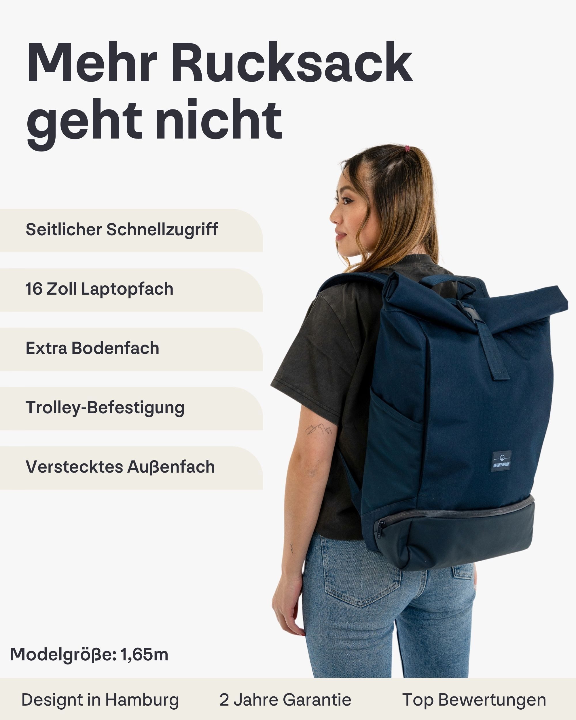 Johnny Urban Cityrucksack Allen Large Rolltop mit Laptopfach (1-tlg), Wasserabweisend
