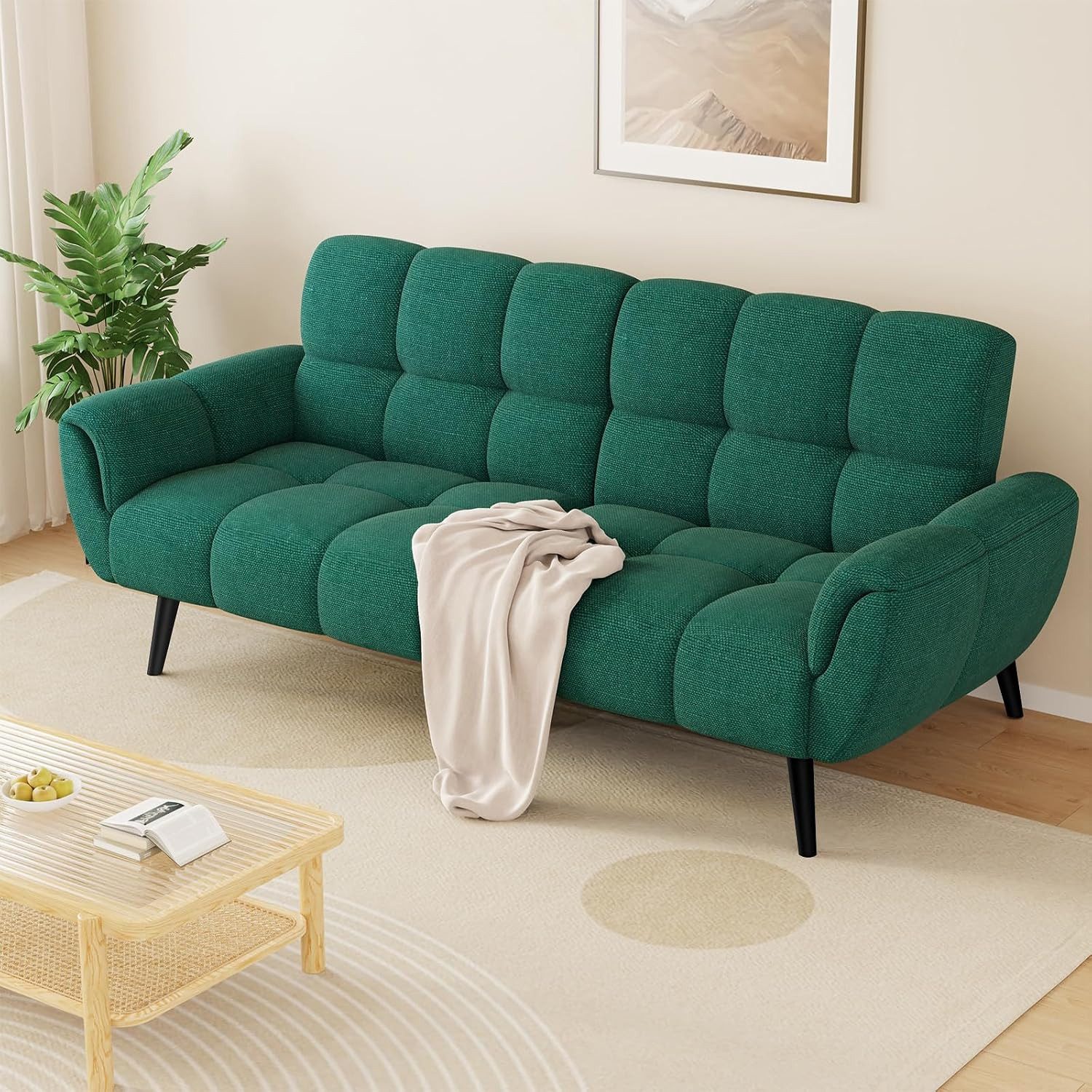 Jiexi Big-Sofa 3-Sitzer Schlafsofa mit Schlaffunktion, Klappsofa, 155x85cm