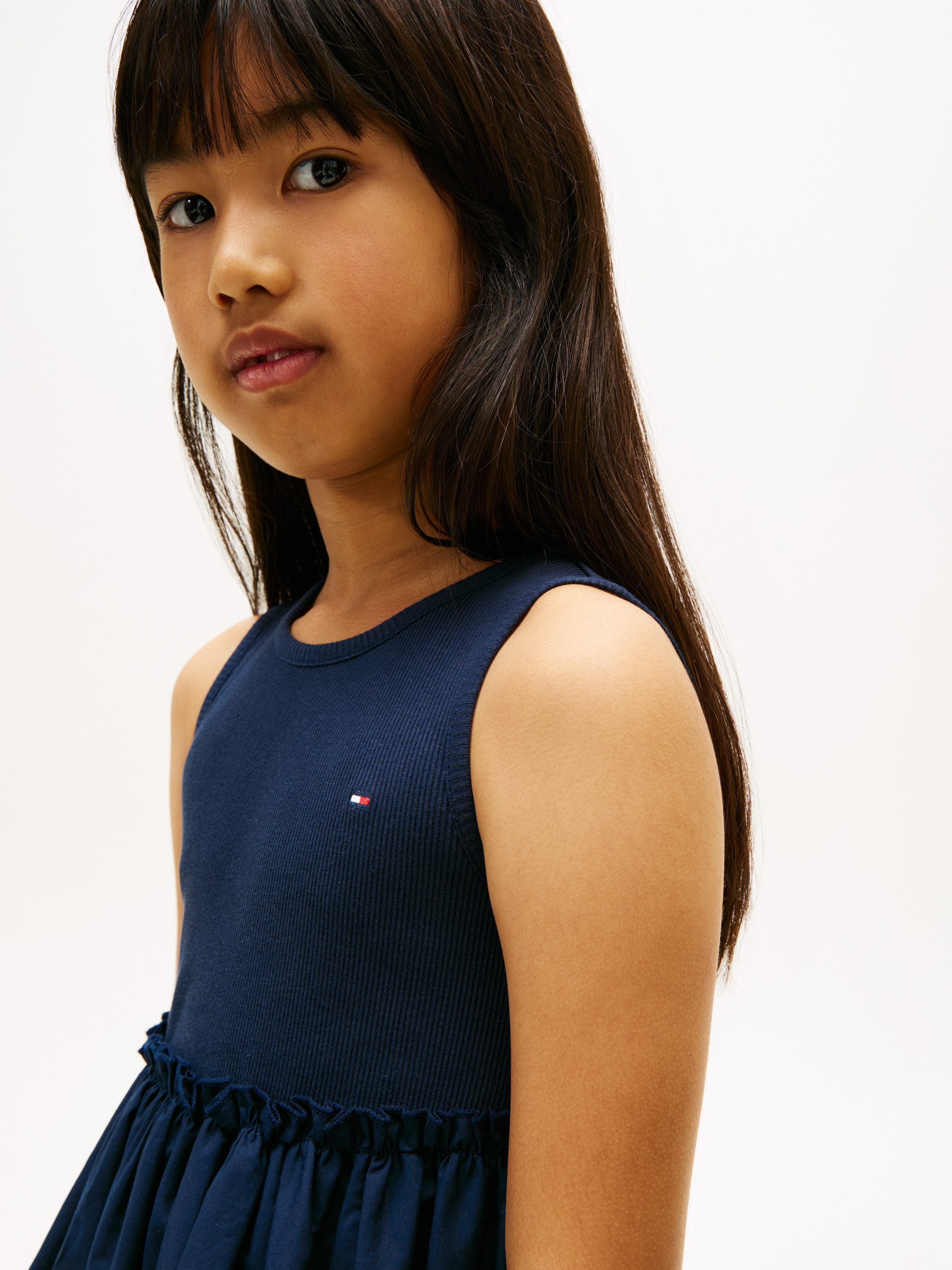 Tommy Hilfiger A-Linien-Kleid BRODERIE ANGLAISE COMBI DRESS Kinder bis 16 Jahre, knielang, mit Lochstickerei