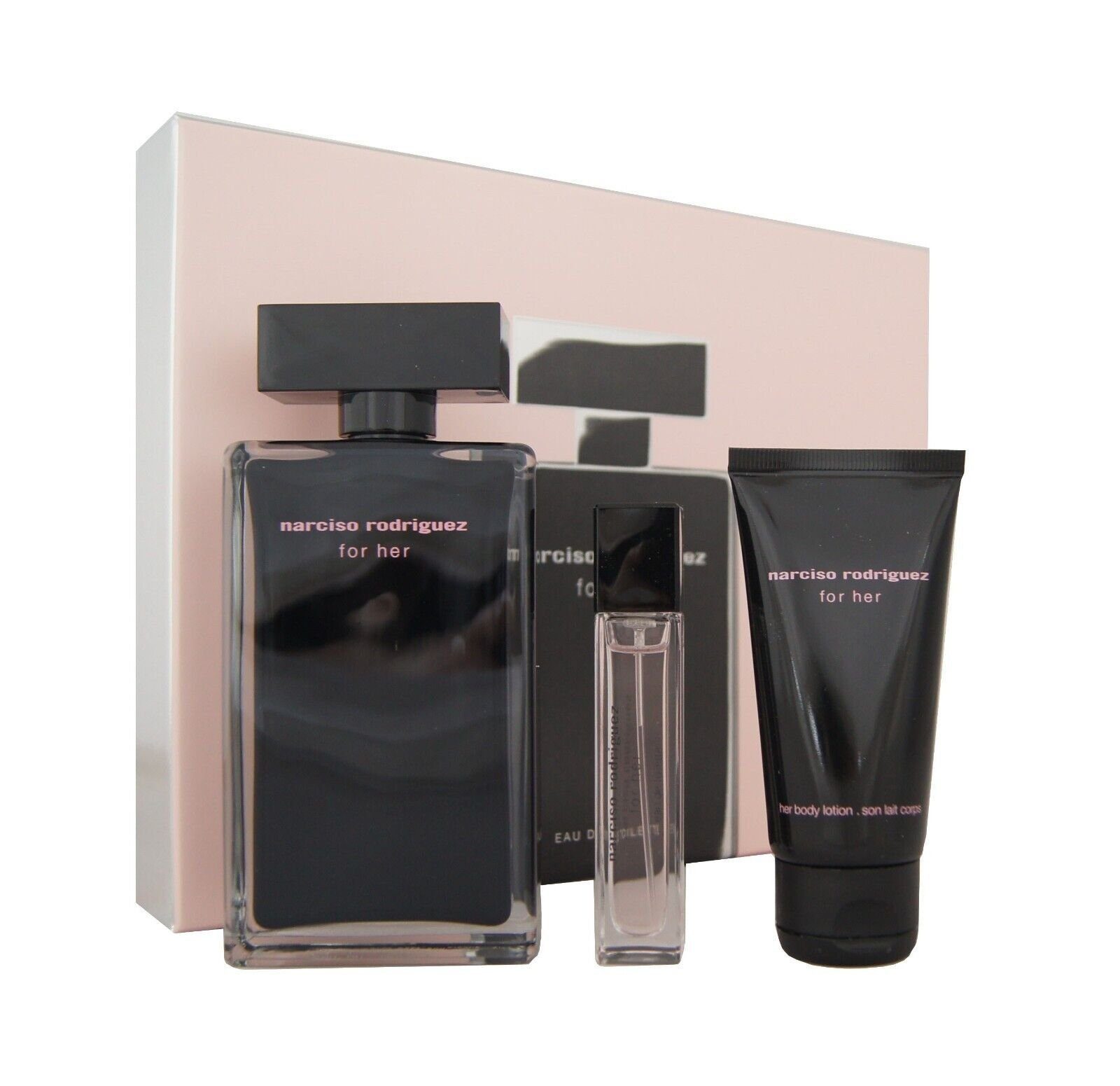 narciso rodriguez Duft-Set narciso rodriguez for her EDT 100ml + EDT 10ml & Body Lotion 50ml, 1-tlg.