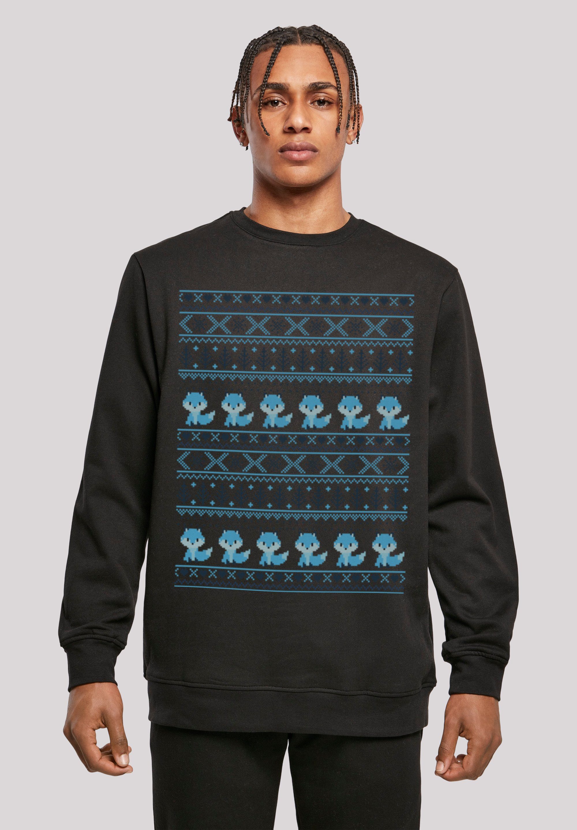 F4NT4STIC Hoodie Christmas Fuchs Weihnachten Muster Print schwarz | Sweatshirts