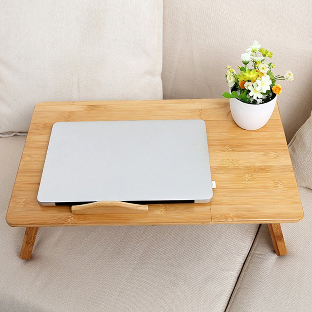 Höhenverstellbar Bambus Laptoptisch Bett HomeMiYN Schreibtisch aus fürs