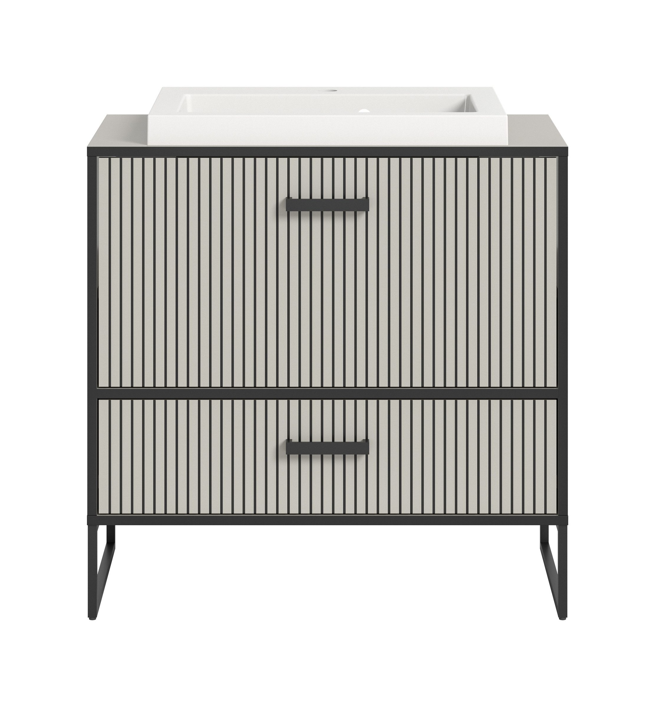 freiraum Waschtisch-Set Bagno, mit Waschbecken, in kaschmir - 80x84x48cm (BxHxT)