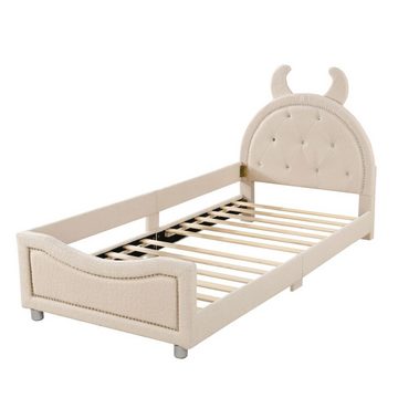 SIKAINI Kinderbett (Kinderbett, 1-tlg., Sicherheit und Stabilität,Teddy-Stoff), Einzigartiges Formdesign, Vielseitiger weicher Bettrahmen