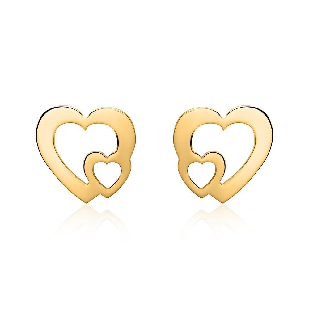 Paar Ohrstecker Damen Ohrstecker Herzen von Unique aus 585er Gold