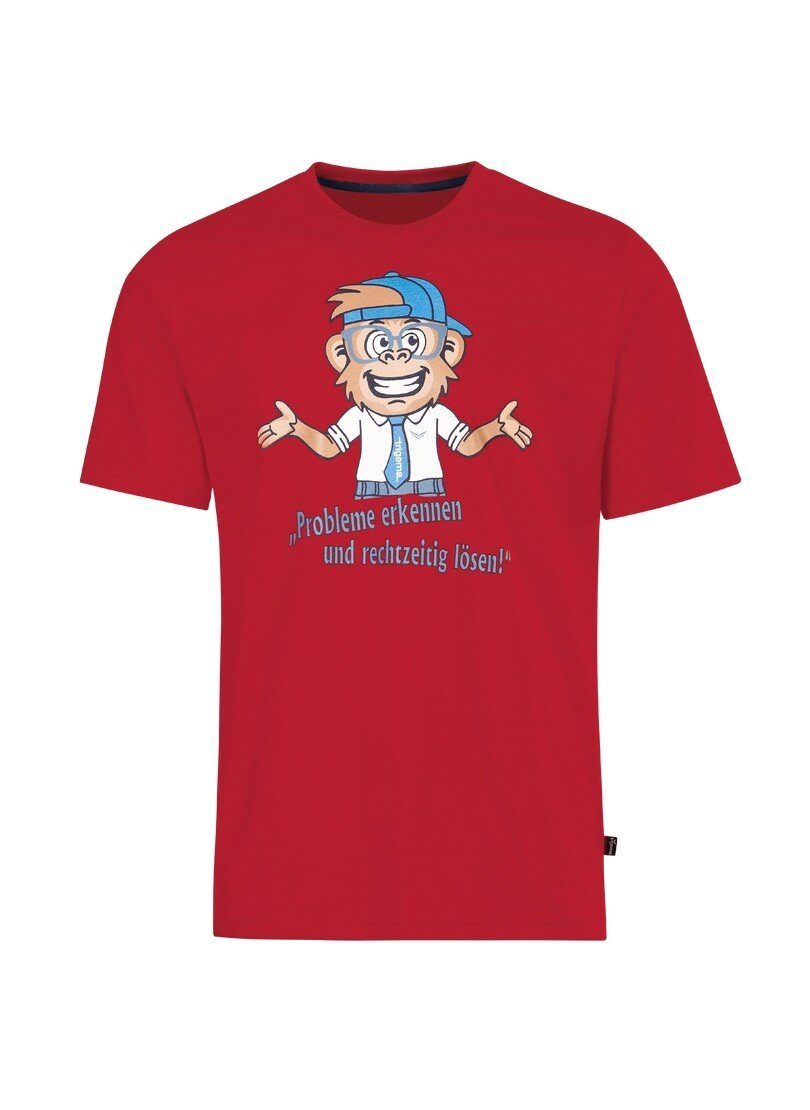 Trigema T-Shirt TRIGEMA Spruch mit Klassischer Schnitt lustigem Shirt Affen-Print