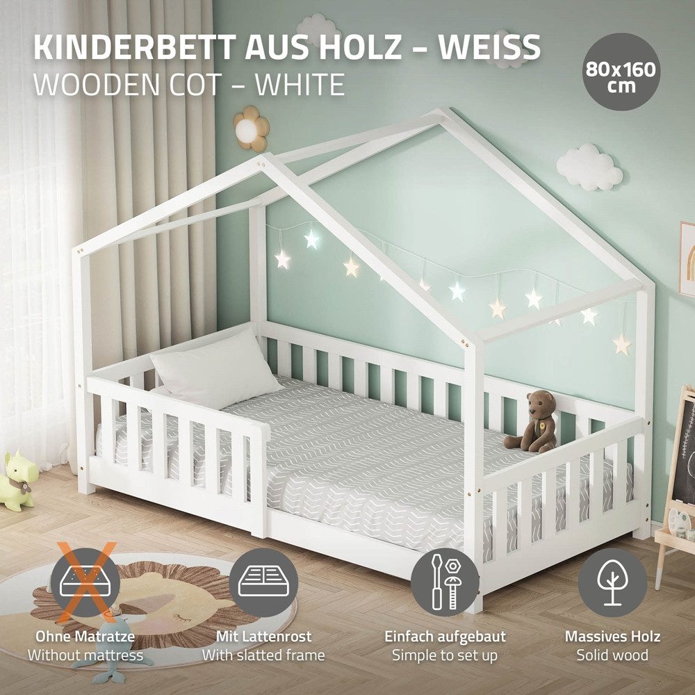 ML-DESIGN Spielbett Hausbett Kinderbett inkl. Lattenrost günstig online kaufen
