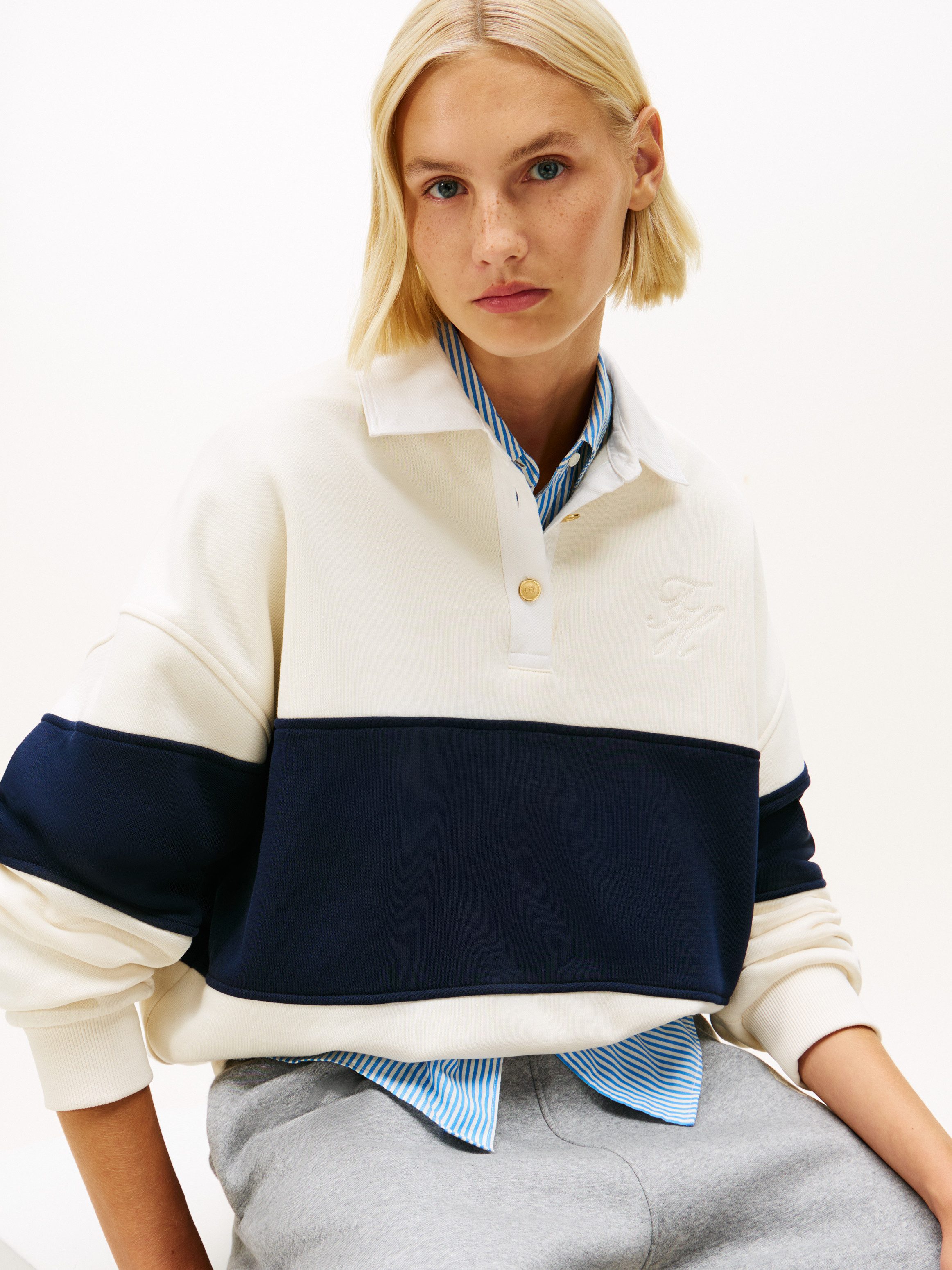 Tommy Hilfiger Sweatshirt GOLD BTN RUGBY günstig online kaufen