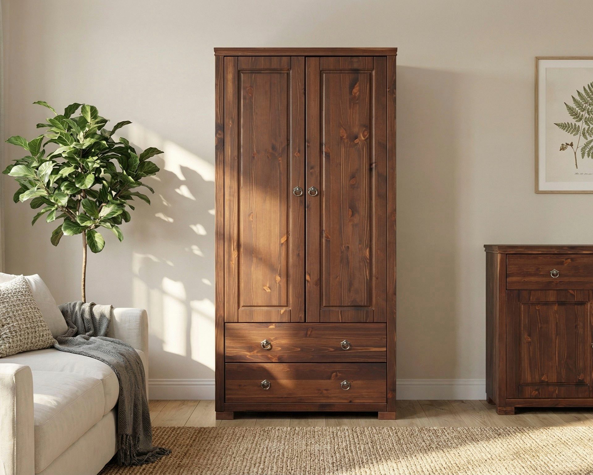 OTTO home Kleiderschrank Gotland; Wäscheschrank, Mehrzweckschrank mit Schubladen, Landhausstil (B/H/T ca: 80cmx178cmx40cm) massive Kiefer, FSC® zertifiziert, langlebige Qualität trifft Stil