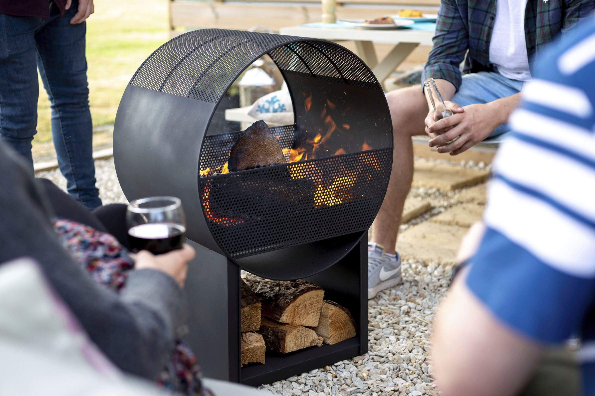 Buschbeck Feuerstelle Porthole, Feuerkorb, Feuerschale schwarz, BxTxH: 56x40x80 cm