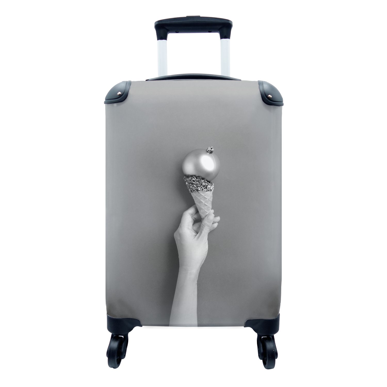 Reisetasche Reisekoffer mit goldenen Stilleben MuchoWow Handgepäckkoffer 4 mit -, Trolley, für Rollen, Handgepäck einer Weihnachtskugel Eises eines rollen, Ferien,