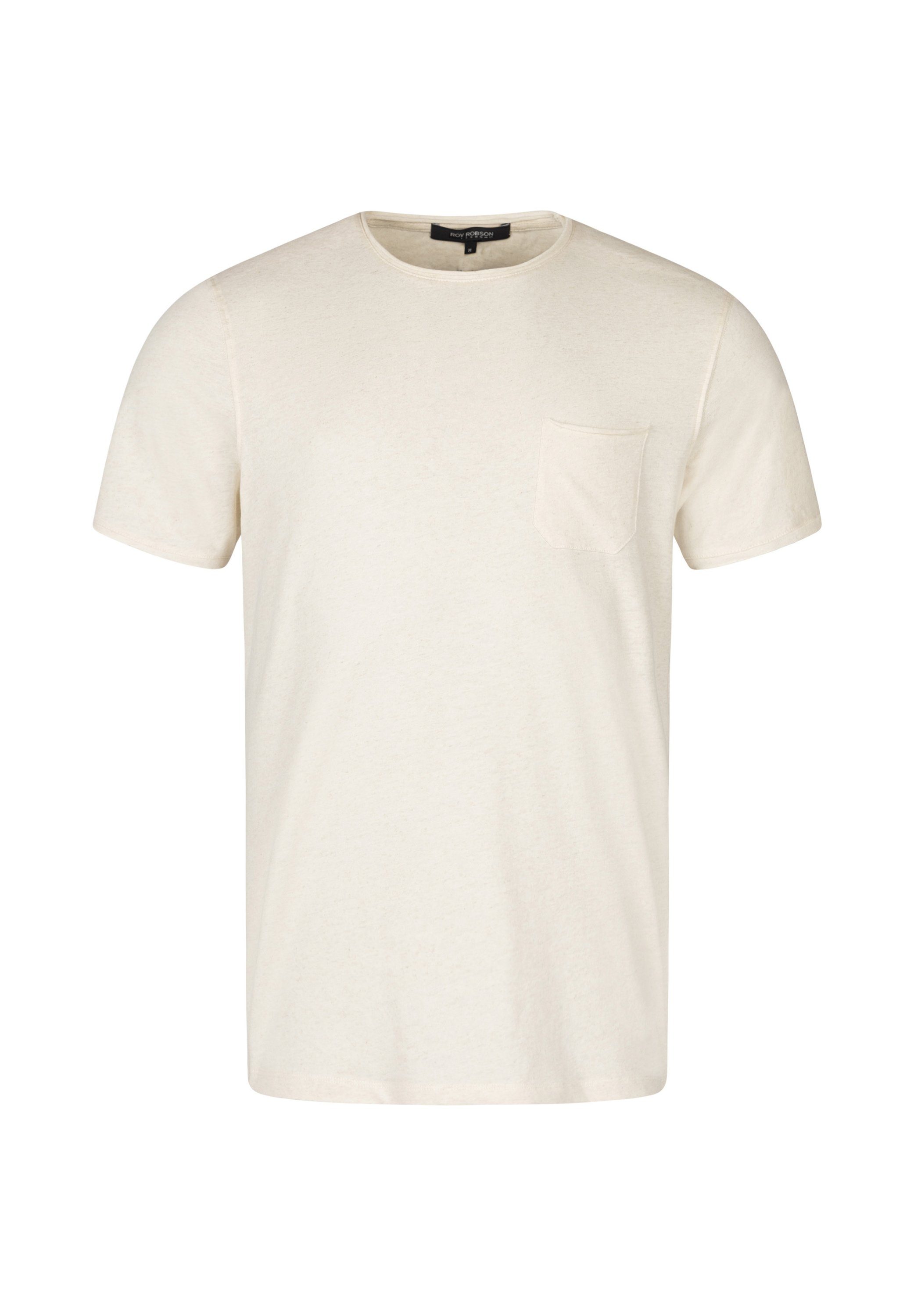 Roy Robson T-Shirt Mit Brusttasche GOLD - mit LIGHT Leinenanteil Taschen