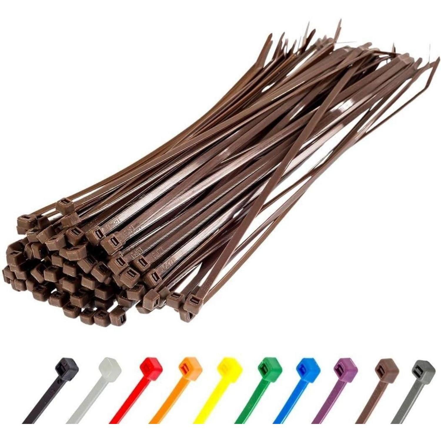 LuxusKollektion Kabelbinder Kabelbinder 100 Stück Braun 300 x 4,8 mm 22,2 kg UV beständig