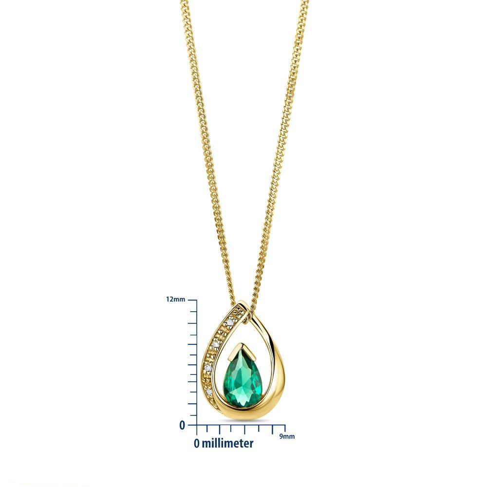 Miore Kette mit Anhänger Damen 9K (375) Gelbgold oder Weißgold mit Smaragd, Saphir oder Rubin, und 4 Diamanten 0,01 ct