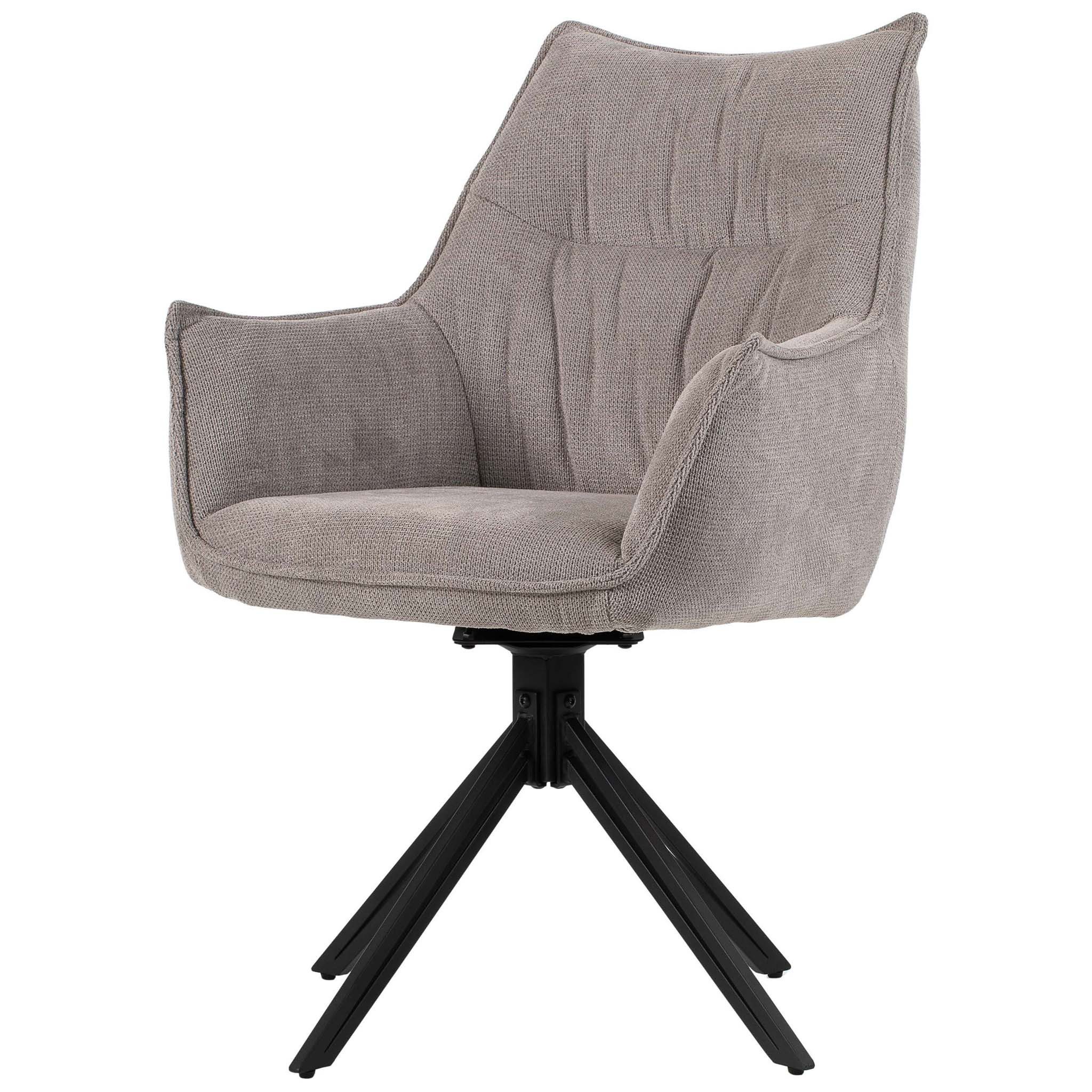 bene living Loungesessel Ginosa - drehbar - hellgrau (1-St), schwarzes Metall-Gestell - bequeme Arm- und Rückenlehne