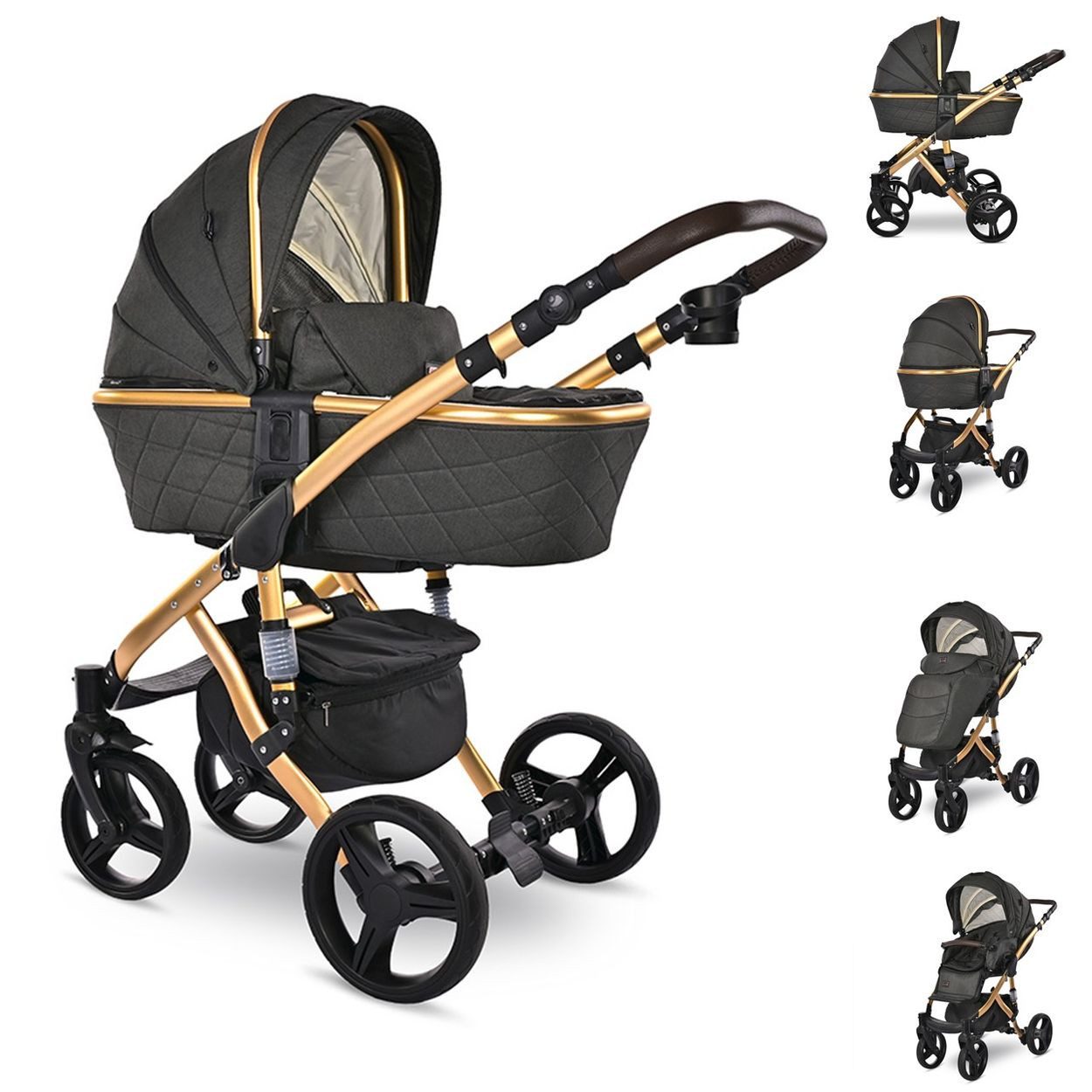 Lorelli Kombi-Kinderwagen Kombikinderwagen Rimini Premium, Sportsitz Tragewanne Moskitonetz verstellbar