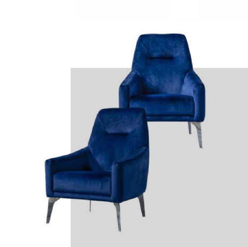 Sessel Dreisitzer in 2 Sitzgarnitur Sofa JVmoebel 1 Blaue Wohnzimmer-Set Sessel Wohnzimmer Große Zweisitzer, (4-St., Sitzer Made +Sofa 3 Europa + Sitzer 2x Sitzer),