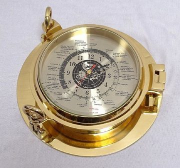 Linoows Uhr Wanduhr, Weltzeituhr, Bullaugen Schiffsuhr 22 cm