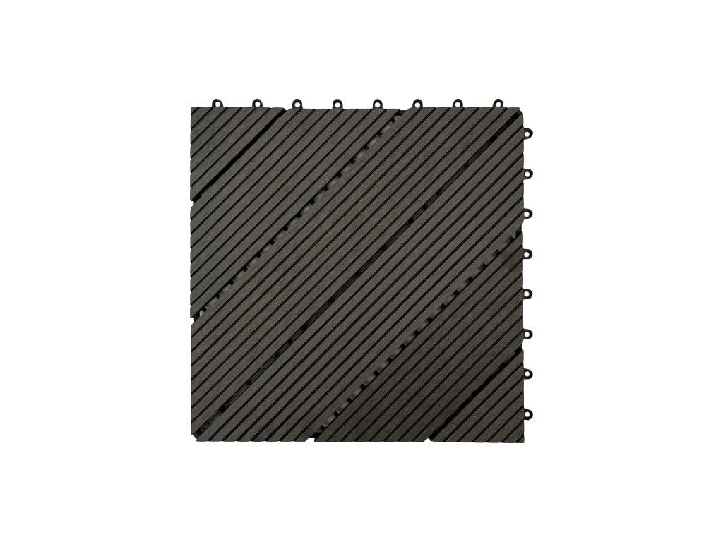 Outgarden Terrassenplatte WPC-Fliese Diagonal Dunkelgrau, WPC 30x30, Dunkelgrau, 1 Fliese