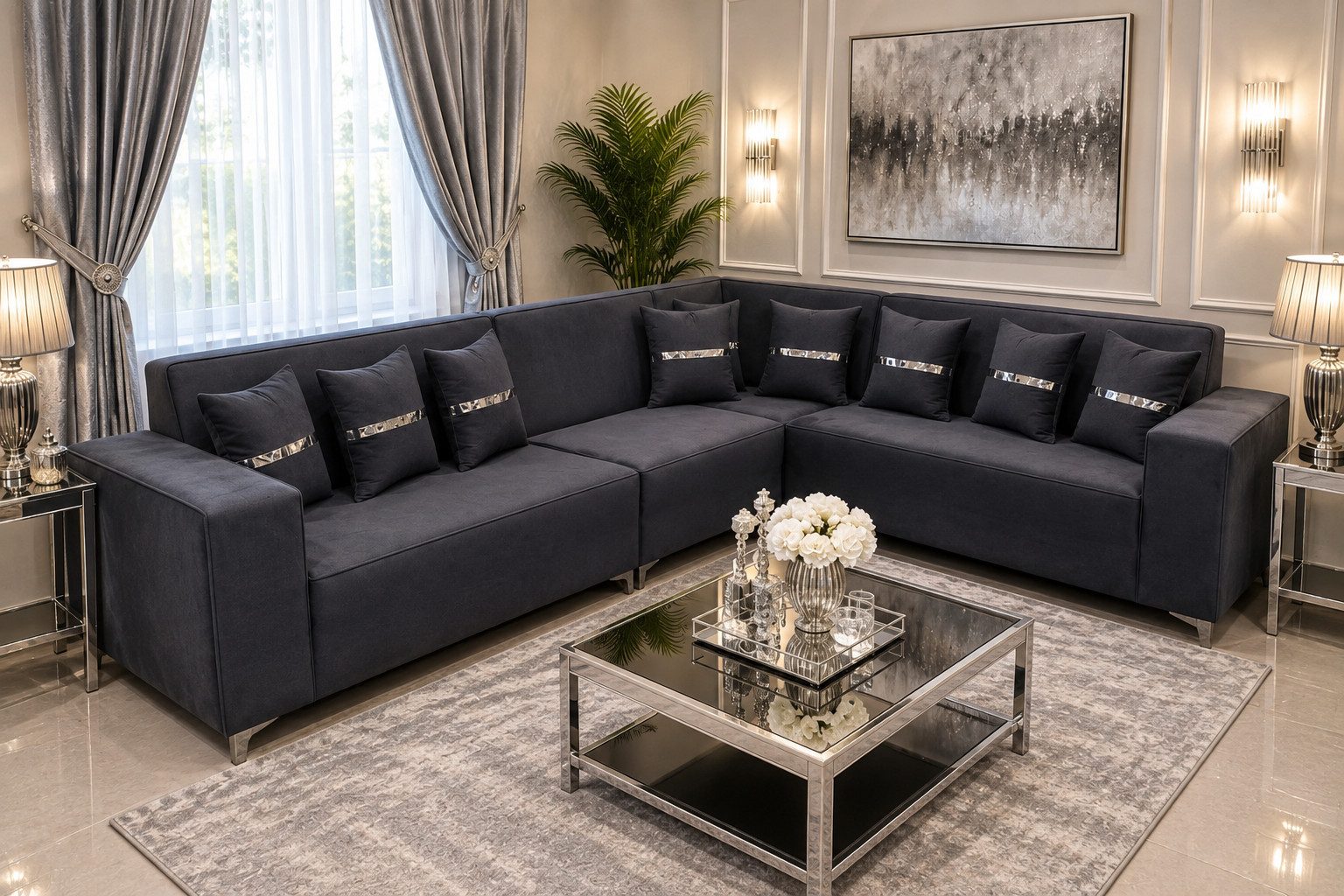 Polsterei Marya Ecksofa L-Form 280×280 cm – Großes Wohnzimmersofa mit großzügiger Sitzfläche, Polstersofa für Wohnzimmer