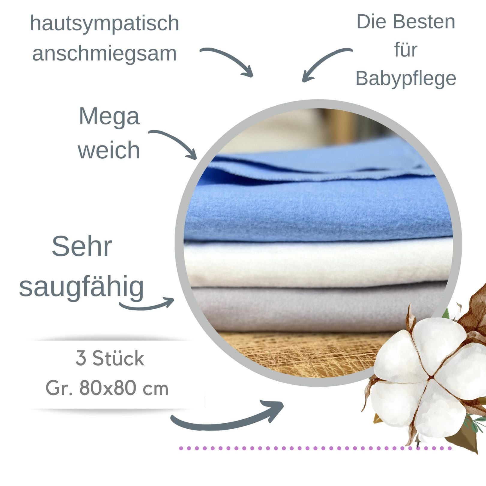 Babymajawelt Spucktuch Baby Molton Tücher 80x80cm Superweich - Stoffwindeln günstig online kaufen