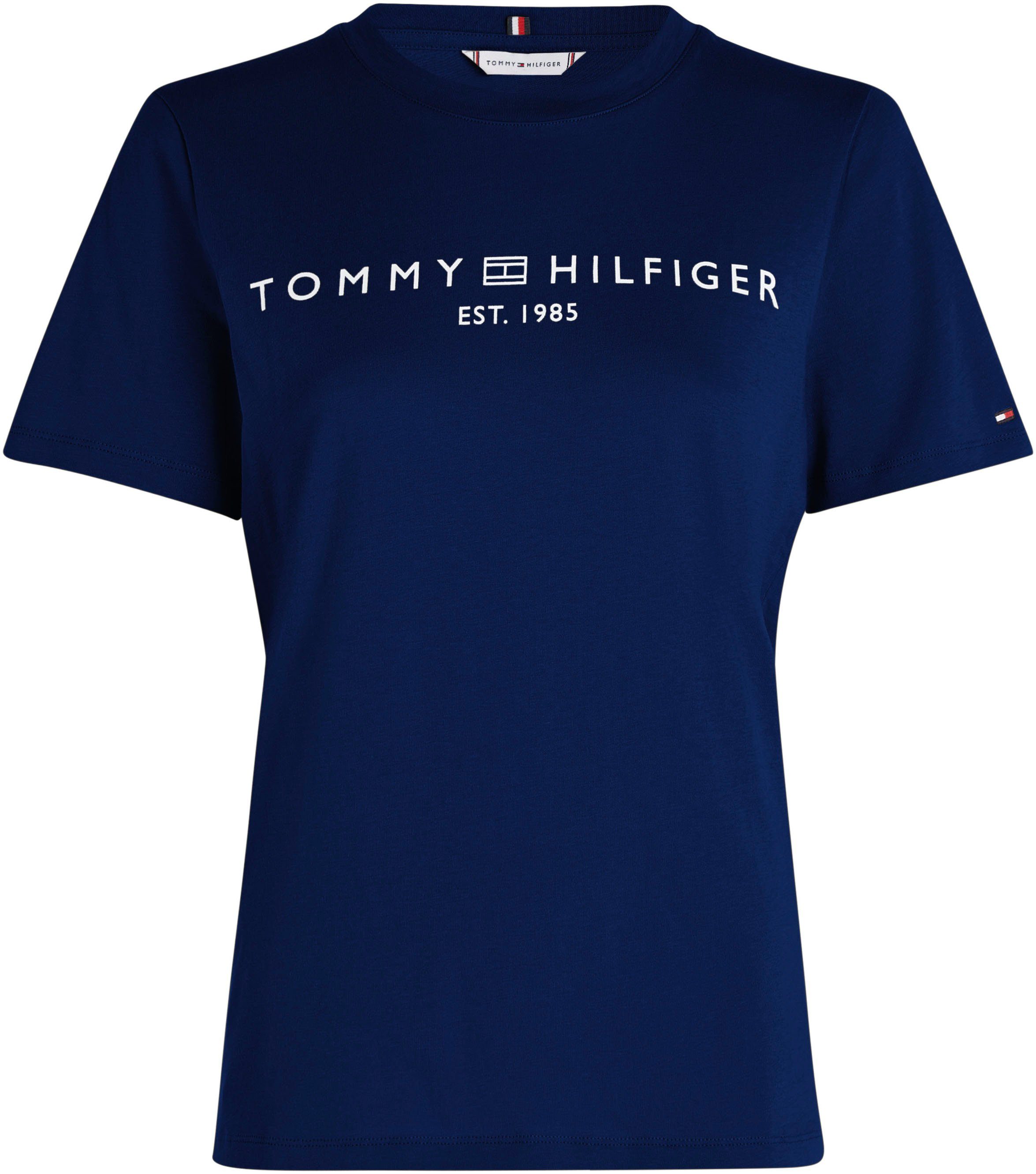 Tommy Hilfiger T-Shirt REG CORP LOGO C-NK SS mit Markenlabel auf der Brust Desert Sky