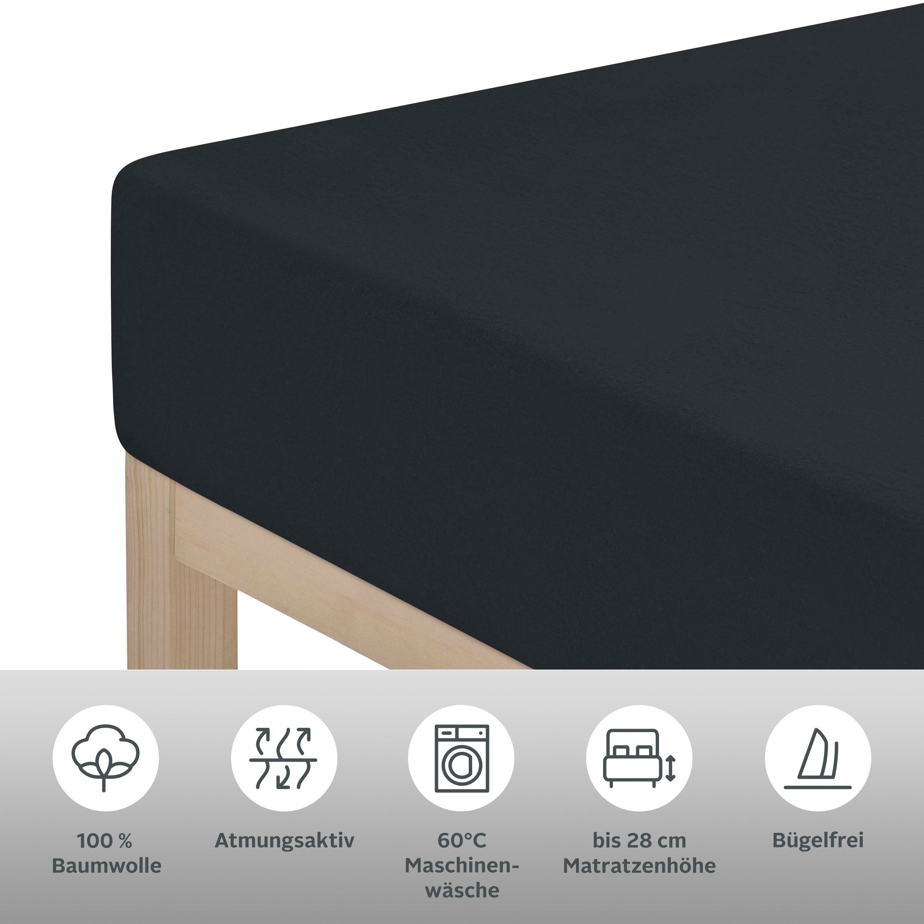 OTTO home Spannbettlaken BLACKBERRY in PREMIUM und BASIC Qualität, 100% Baumwolle, Jersey (160 g/m), Gummizug: rundum, (1 Stück), für hohe Matratzen bis 28 cm,  – Bild 5 von 5