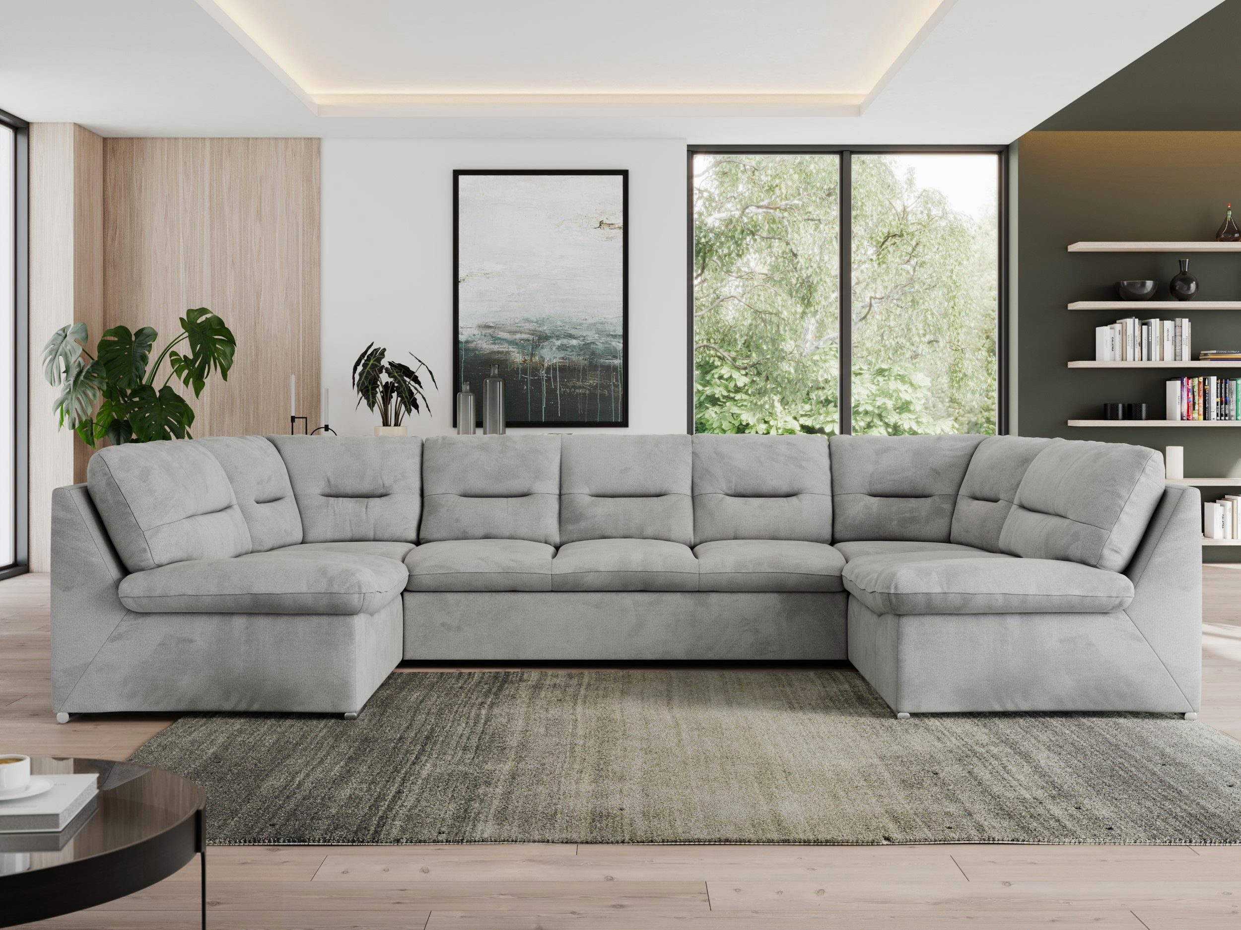 MKS MÖBEL Ecksofa MORBIDO U, Set, Wellenfedern, HR-Schaum, Wohnlandschaft XXL, Sofa XXL, U-förmige Ecke, Bigsofa, mit schlaffunktion, U-Couch