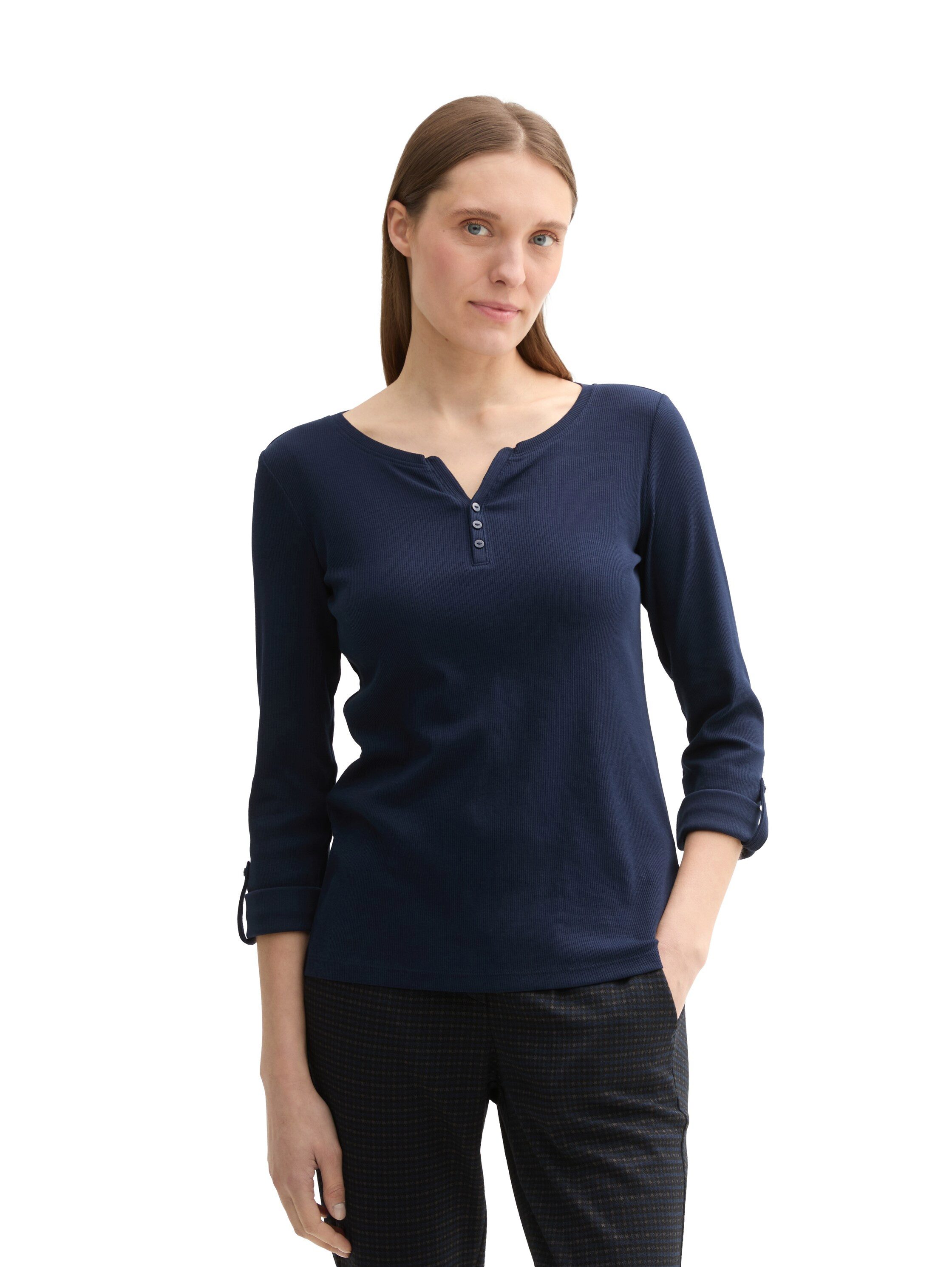 TOM TAILOR Henleyshirt mit Turn-Up-Arm günstig online kaufen