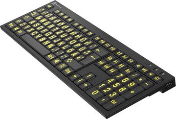 Logickeyboard XL-Print Yellow on Black DE (PC/Nero) Slimline-Tastatur