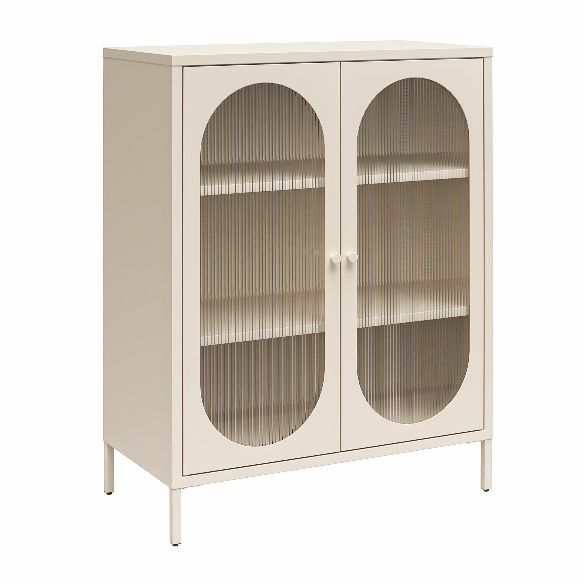 loft24 Highboard Luna, Anrichte aus Metall mit 2 Glastüren