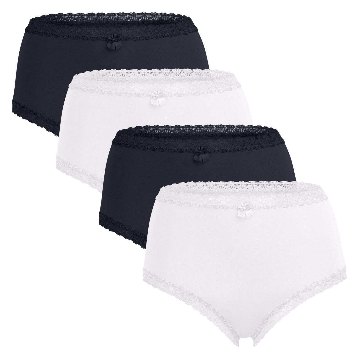 Taillenslip Damen Modal Eco Taillenslip (4er Pack) Maxi-Slip mit Spitze