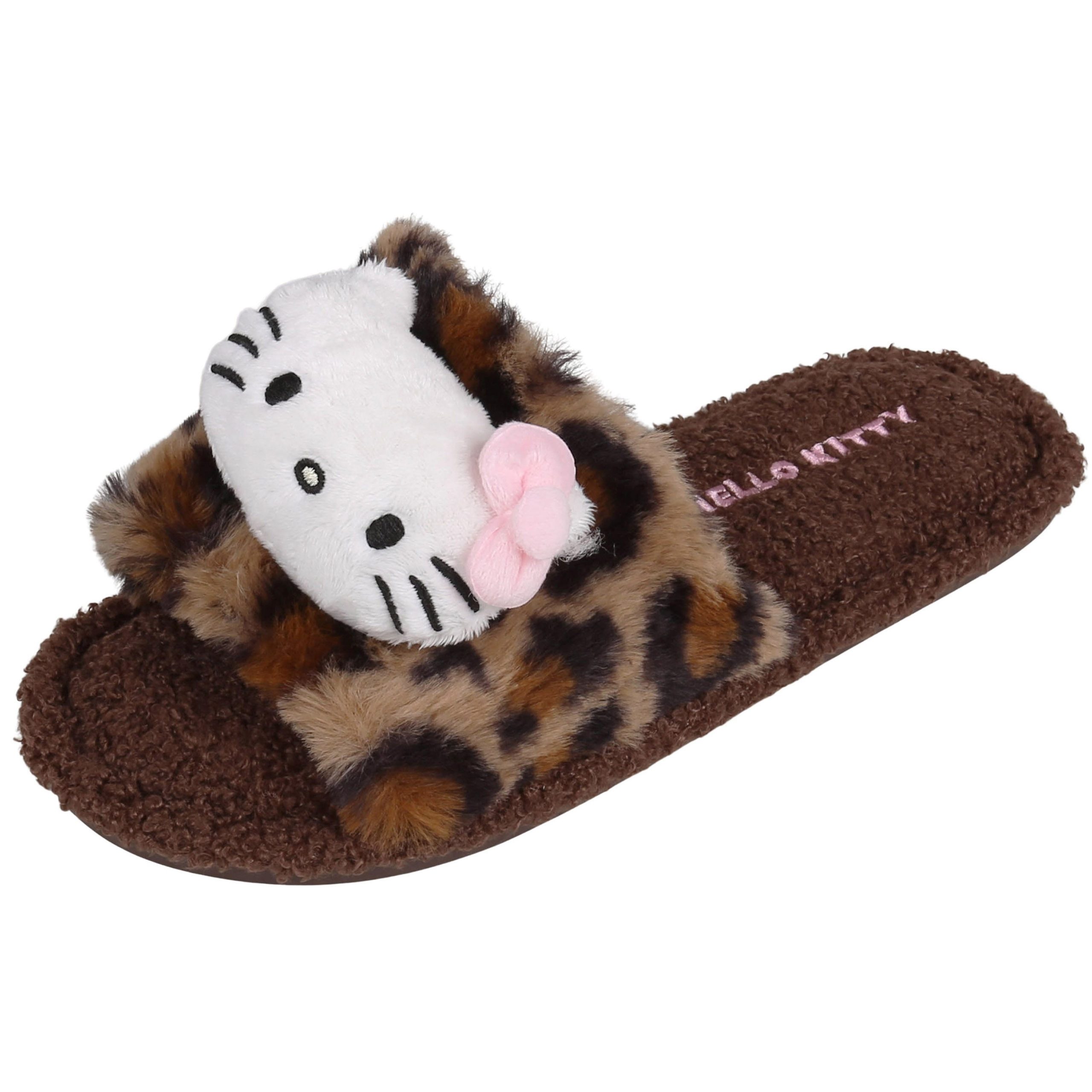 Hello Kitty Hello Kitty rutschfeste Damenhausschuhe mit Leopardenmuster Plüsch Hausschuhe