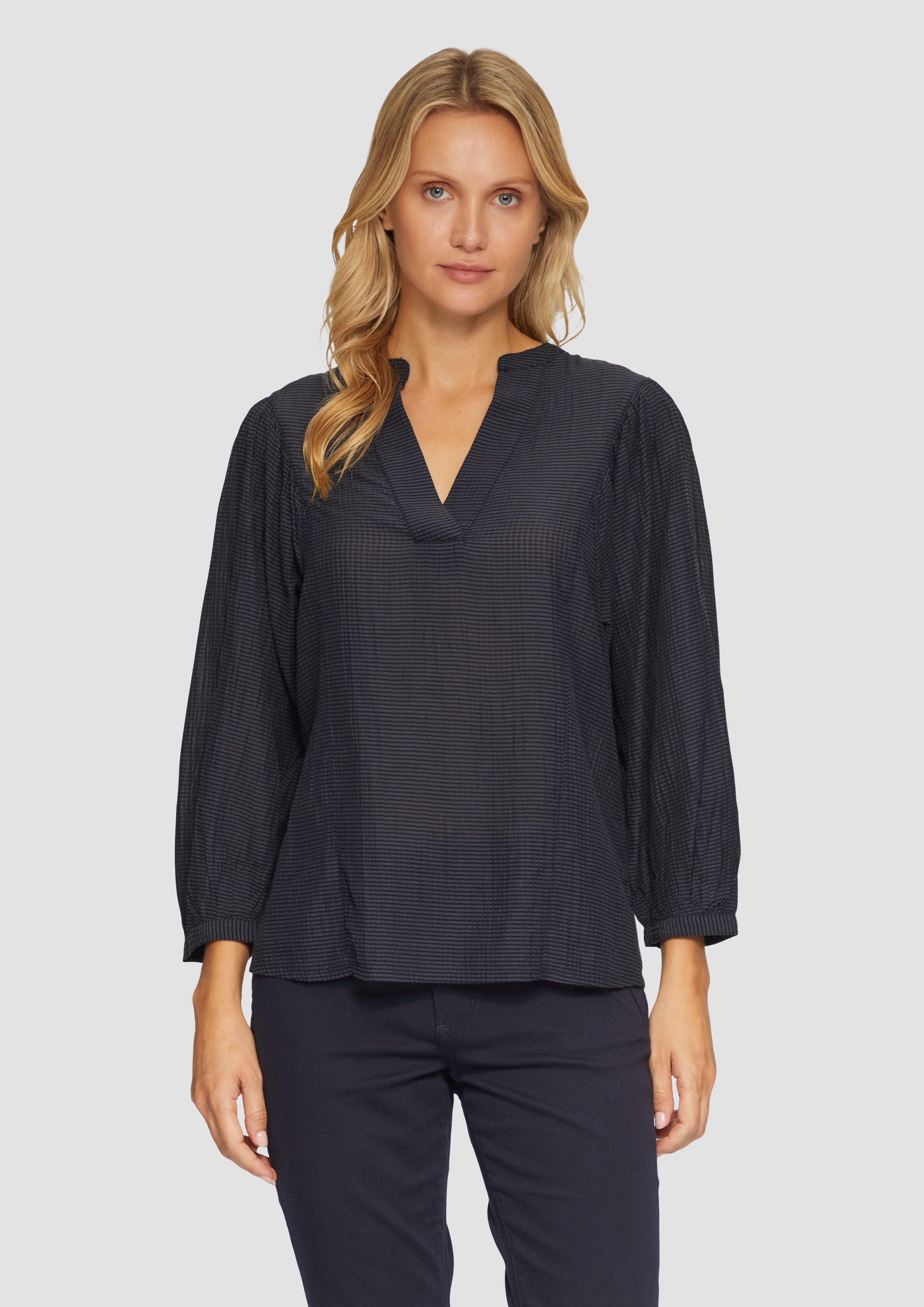 Langarmbluse Transparente Bluse mit Strukturmuster