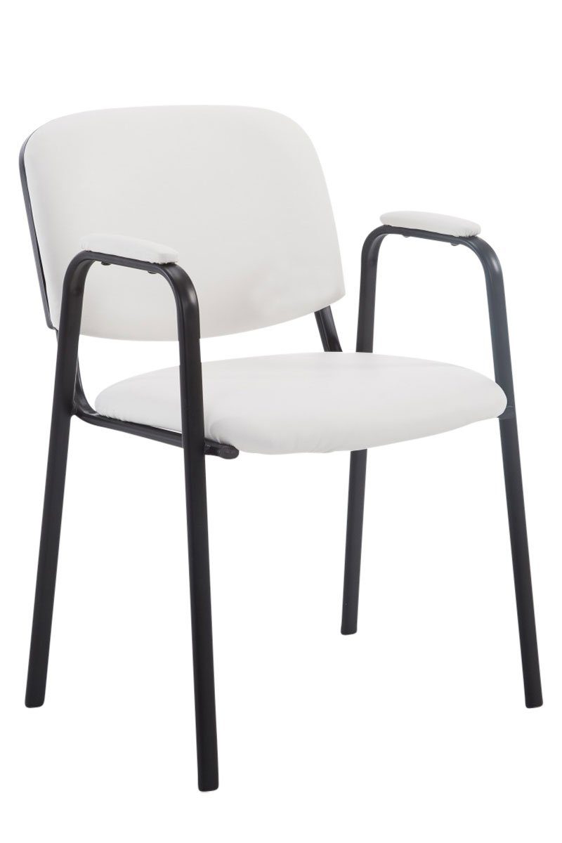 TPFLiving Besucherstuhl Kunstleder - (Besprechungsstuhl Polsterung - - Keen Warteraumstuhl Metall weiß schwarz Messestuhl), Gestell: hochwertiger Sitzfläche: mit - Konferenzstuhl